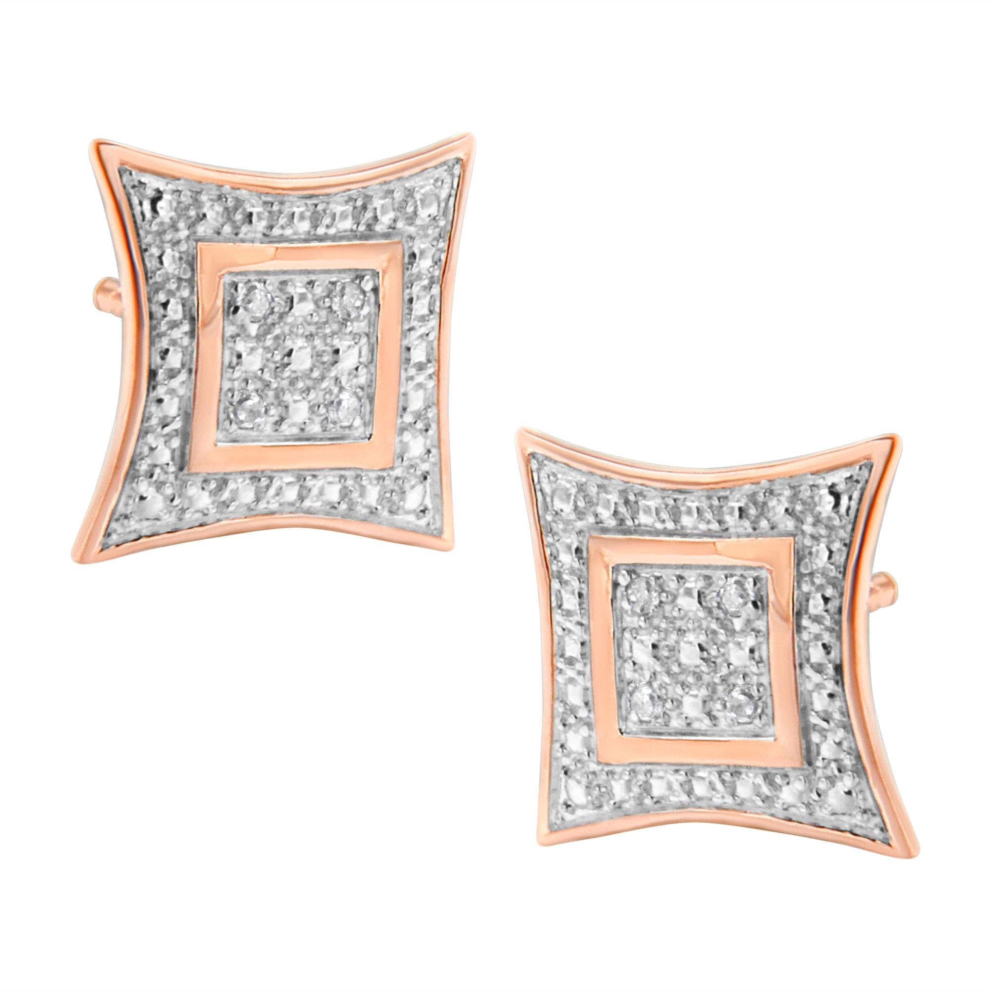 Pendientes de botón de plata de ley 925 con halo de estrella de cuatro puntas y detalles de diamantes (color HI, claridad I2-I3) - Friggin Jewelry