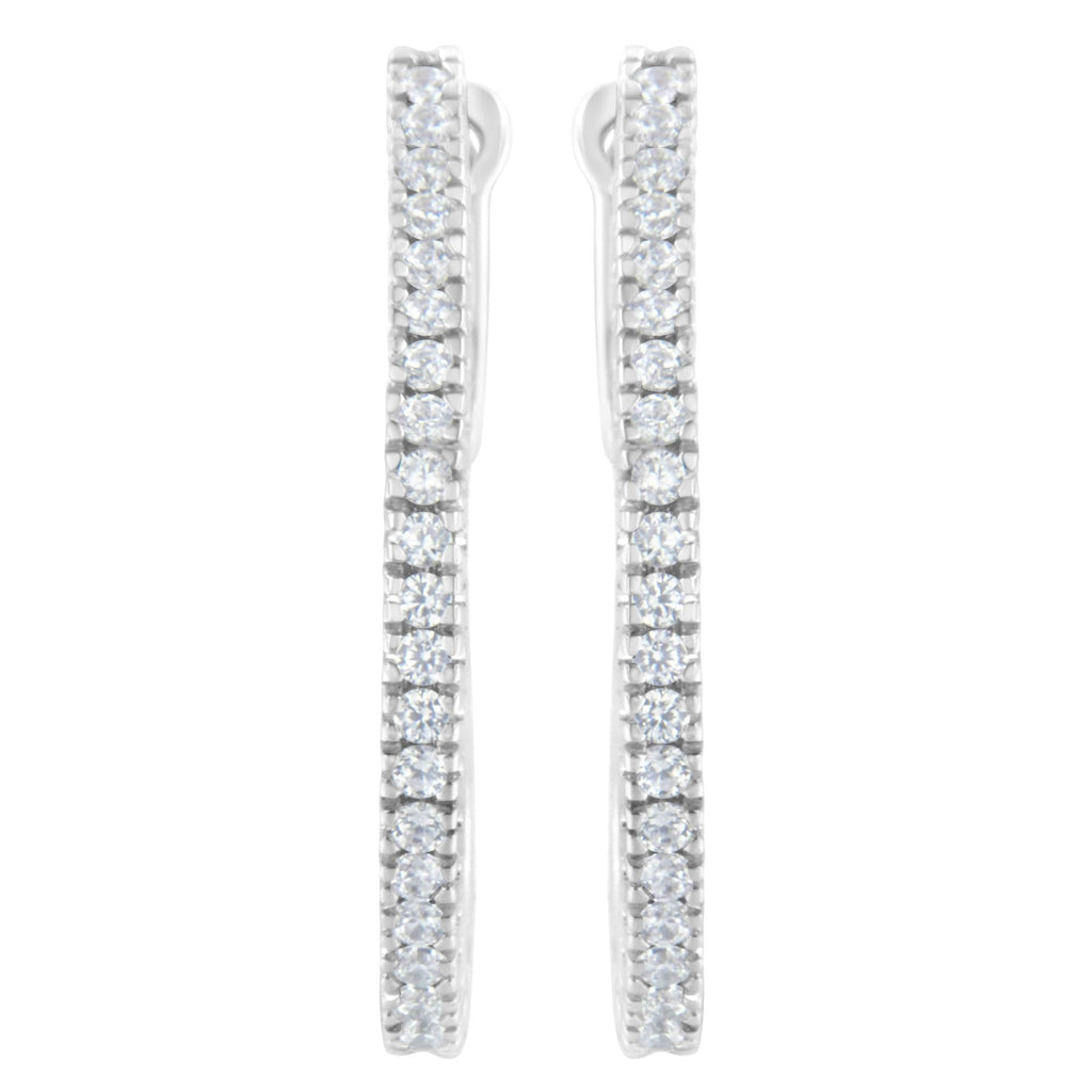 Orecchini a cerchio in oro bianco 10 carati con diamanti da 1/2 carati (IJ, I2-I3) - Friggin Jewelry