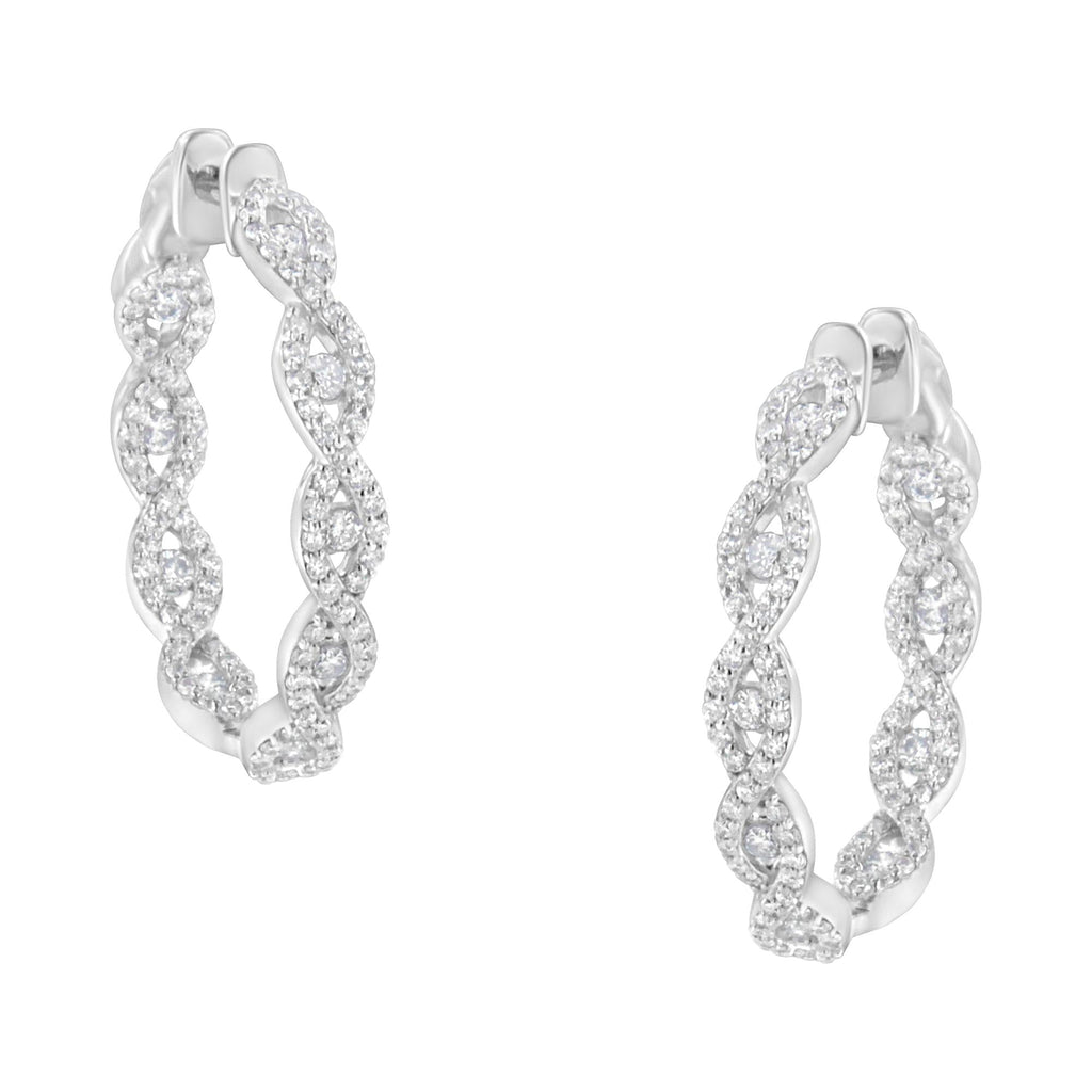Aros de diamantes en oro blanco de 10 quilates (1 1/2 ct, color HI, claridad I1-I2) - Friggin Jewelry