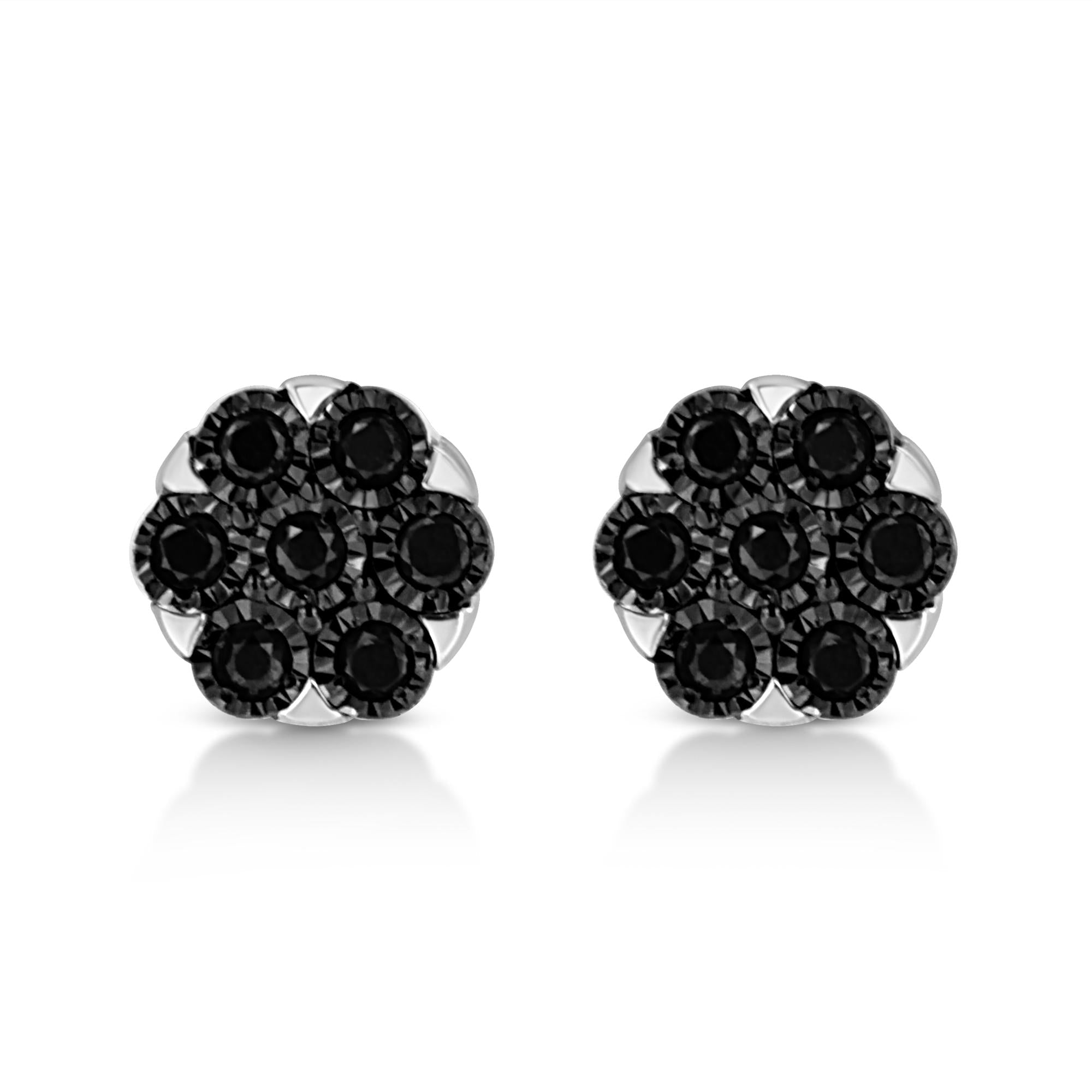 Pendientes de flor con diamantes de colores de 1/4 ct en plata de ley 925 - Friggin Jewelry