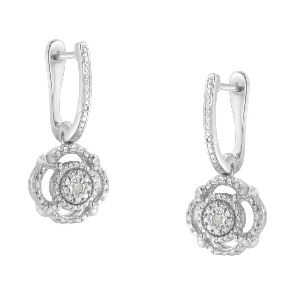 Pendientes colgantes de plata de ley 925 con detalles de diamantes engastados milagros (color IJ, claridad I3) - Friggin Jewelry