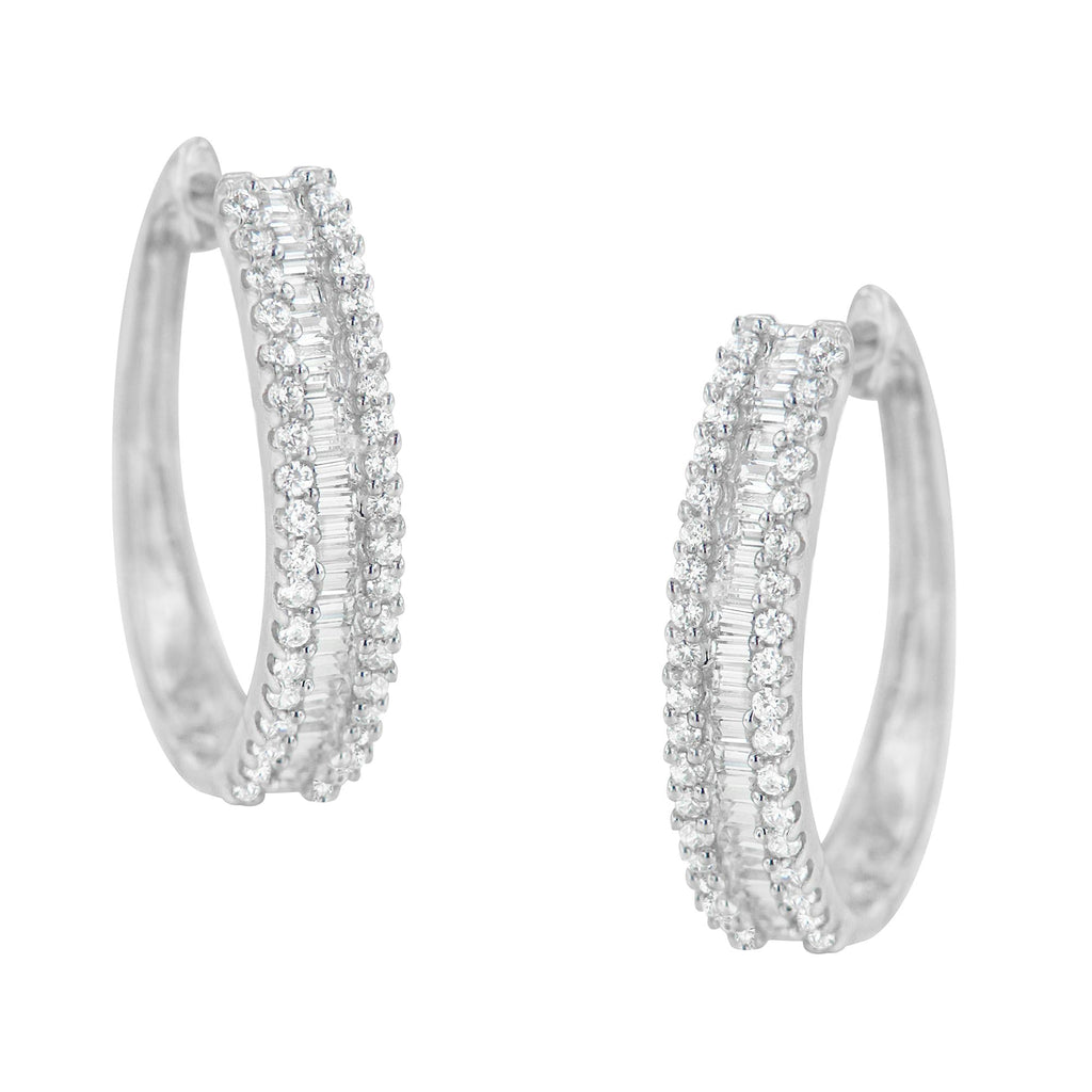 Aros de diamantes en oro blanco de 10 quilates (3/4 ct, color IJ, claridad I2-I3) - Friggin Jewelry