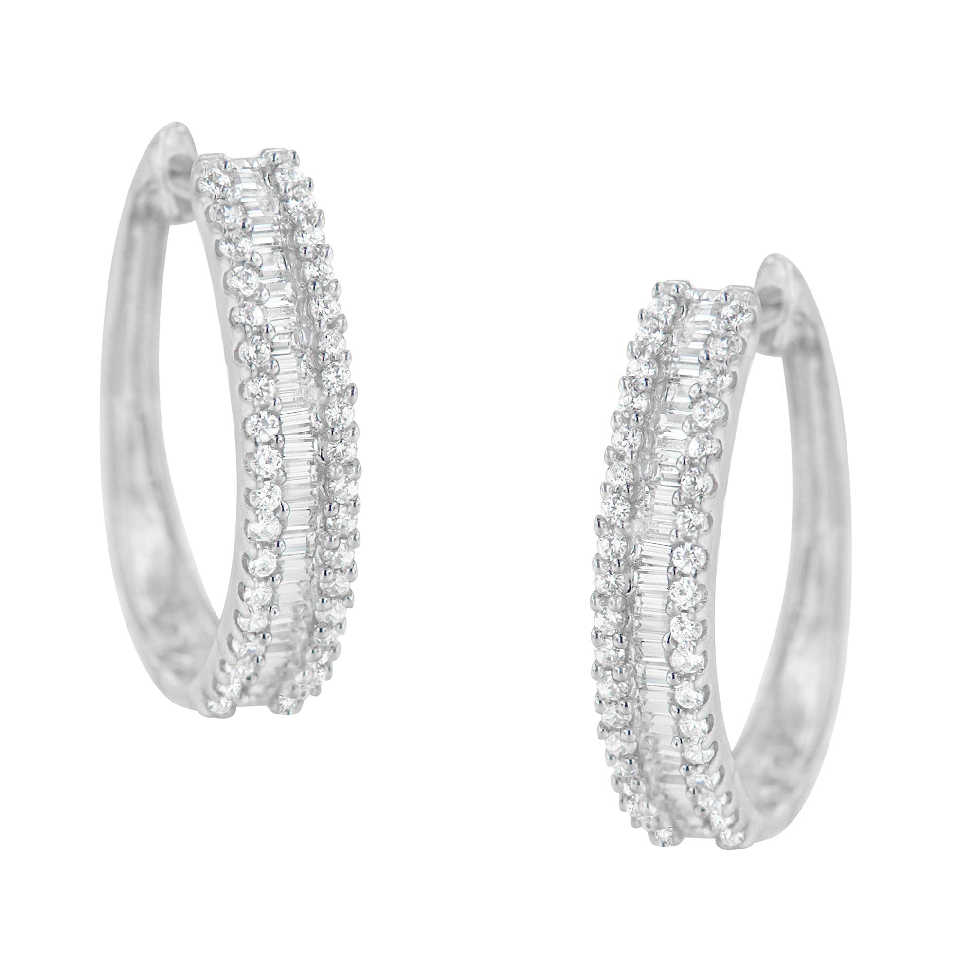 10K White Gold Diamond Hoop Earrings (3/4 cttw, I-J Color, I2-I3 Clarity) - Friggin Jewelry