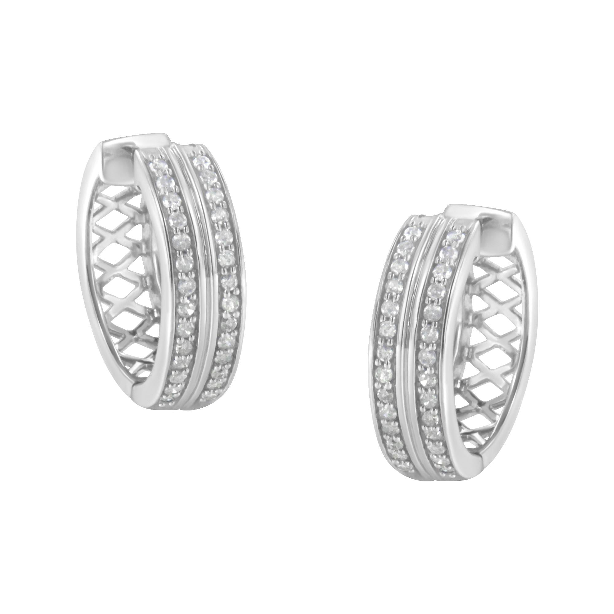 Orecchini a cerchio in oro bianco 10 carati con diamanti (1/2 carato, colore IJ, purezza I2-I3) - Friggin Jewelry