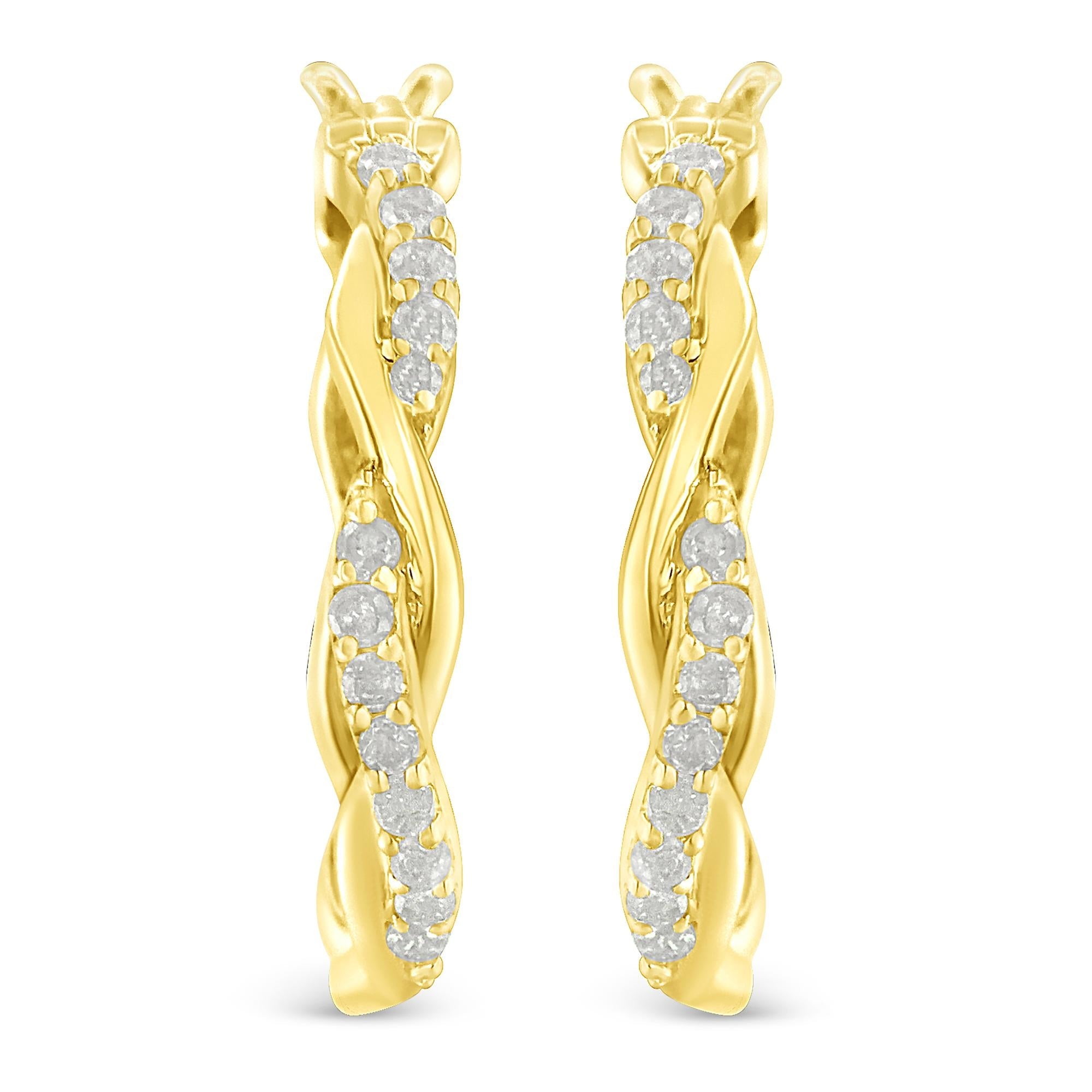 Orecchini a cerchio a spirale intrecciata con diamanti incastonati a pavé da 1/4 ct in argento sterling 925 (colore IJ, purezza I3) - Friggin Jewelry