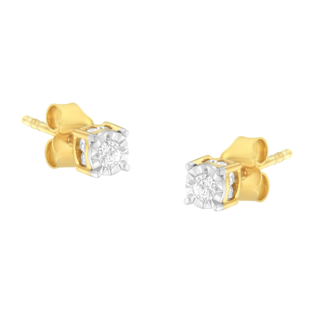 Pendiente de botón con diamantes en plata de ley bañada en amarillo (1/4 ct, color IJ, claridad I2-I3) - Friggin Jewelry