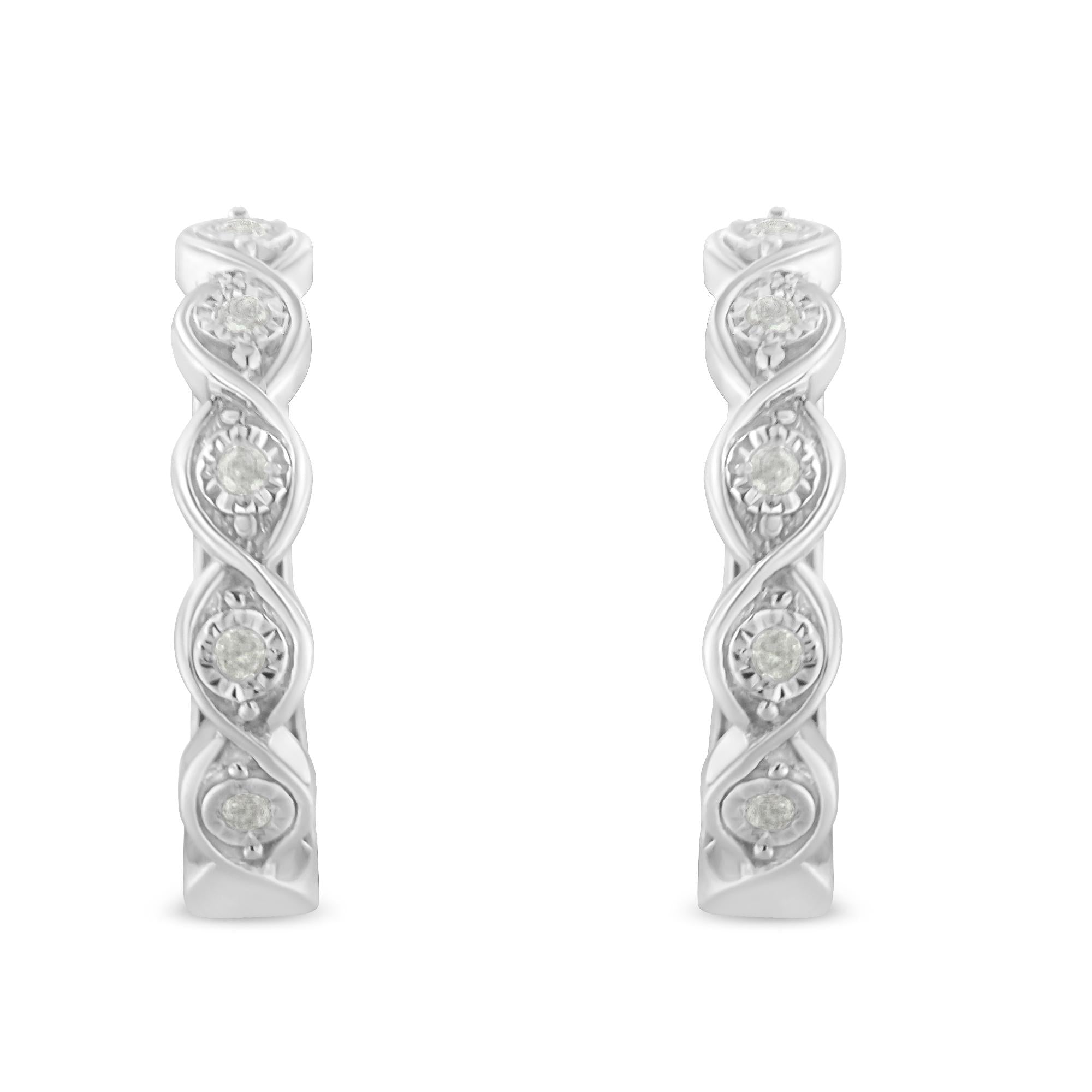 Orecchini a cerchio con vortice infinito di diamanti incastonati in argento sterling 925 da 1/10 ct (colore IJ, purezza I3) - Friggin Jewelry