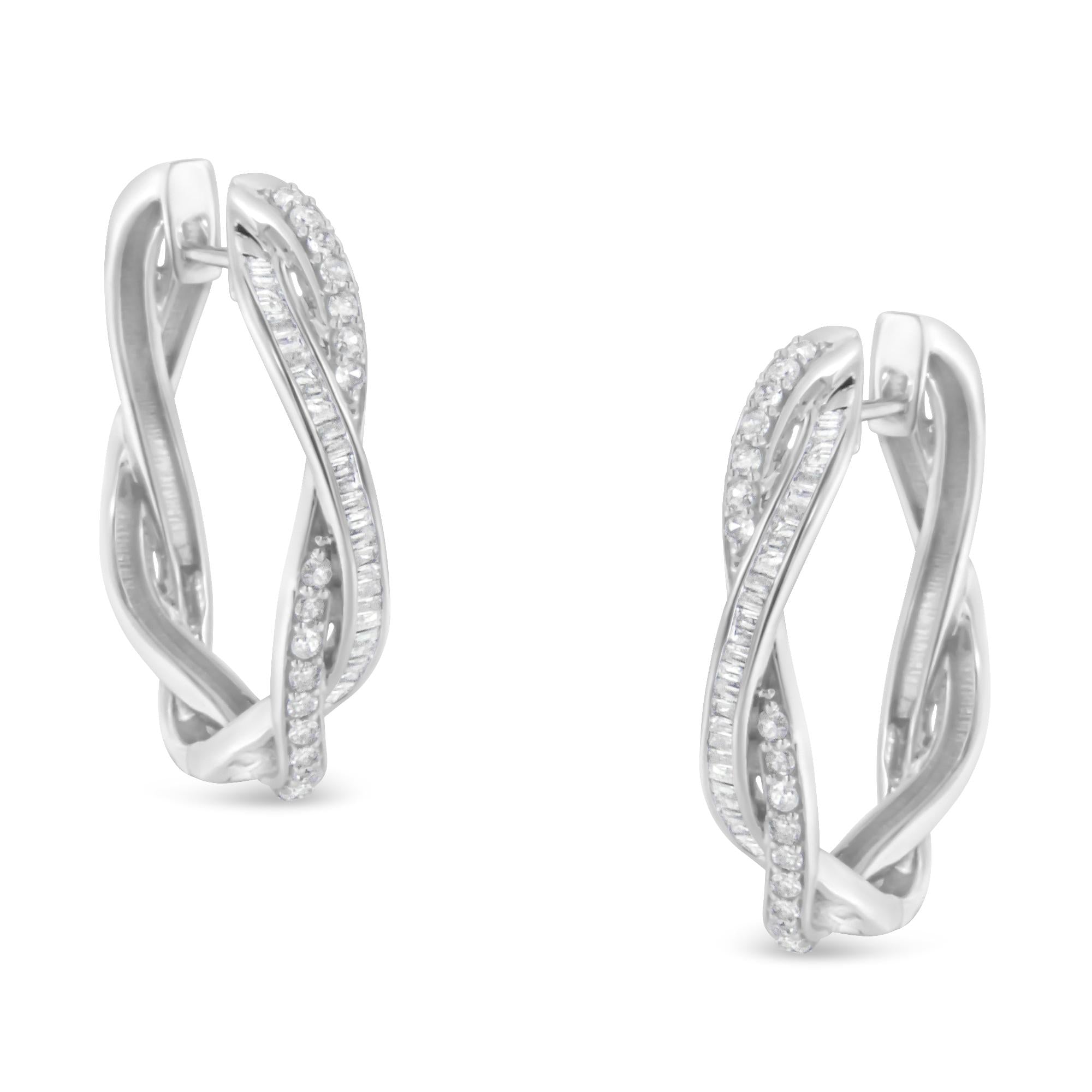 Orecchini a cerchio in argento sterling con diamanti (0,75 carati, colore IJ, purezza I2-I3) - Friggin Jewelry