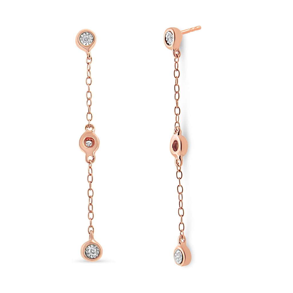 Pendiente colgante de plata de ley 925 bañado en oro rosa de 10 quilates con diamantes de 1/15 quilates (color IJ, claridad I3-Promo) - Friggin Jewelry