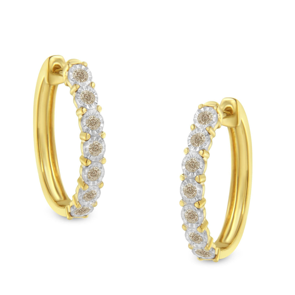 Orecchini a cerchio in oro bicolore 10 carati con diamanti (1/2 carati, colore JK, purezza I2-I3) - Friggin Jewelry