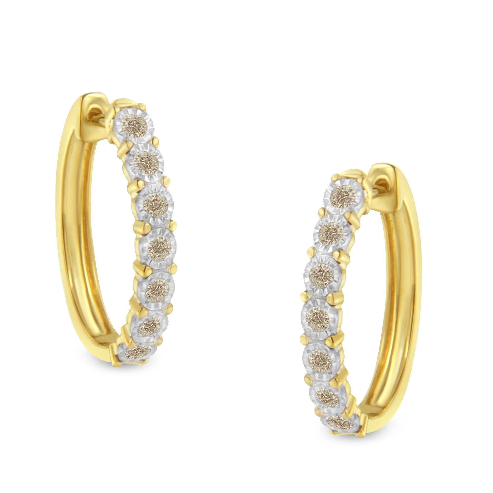 Orecchini a cerchio in oro bicolore 10 carati con diamanti (1/2 carati, colore JK, purezza I2-I3) - Friggin Jewelry