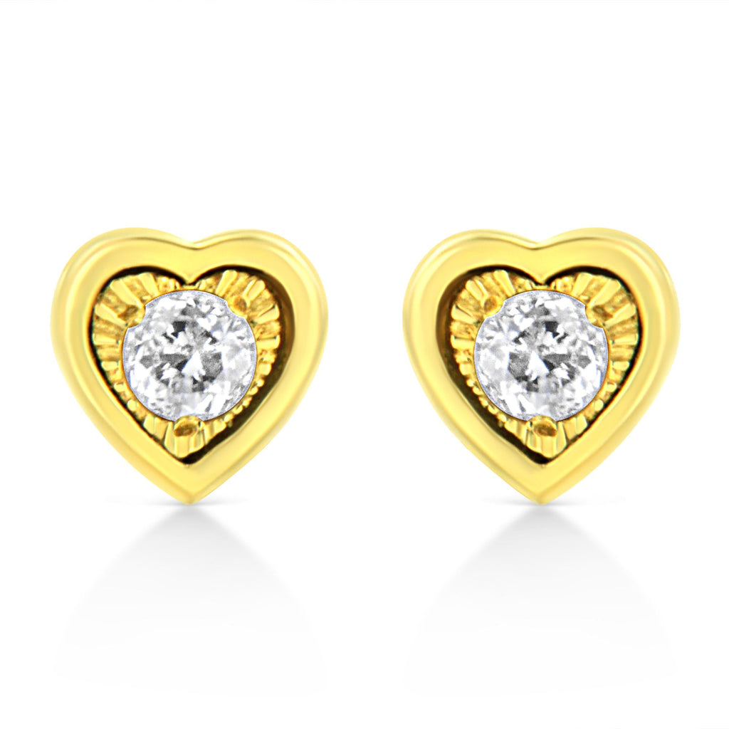Aretes de plata de ley 925 bañados en oro amarillo de 10 quilates con diamantes engastados milagros de 1/10 quilates (formas a elegir) - Friggin Jewelry