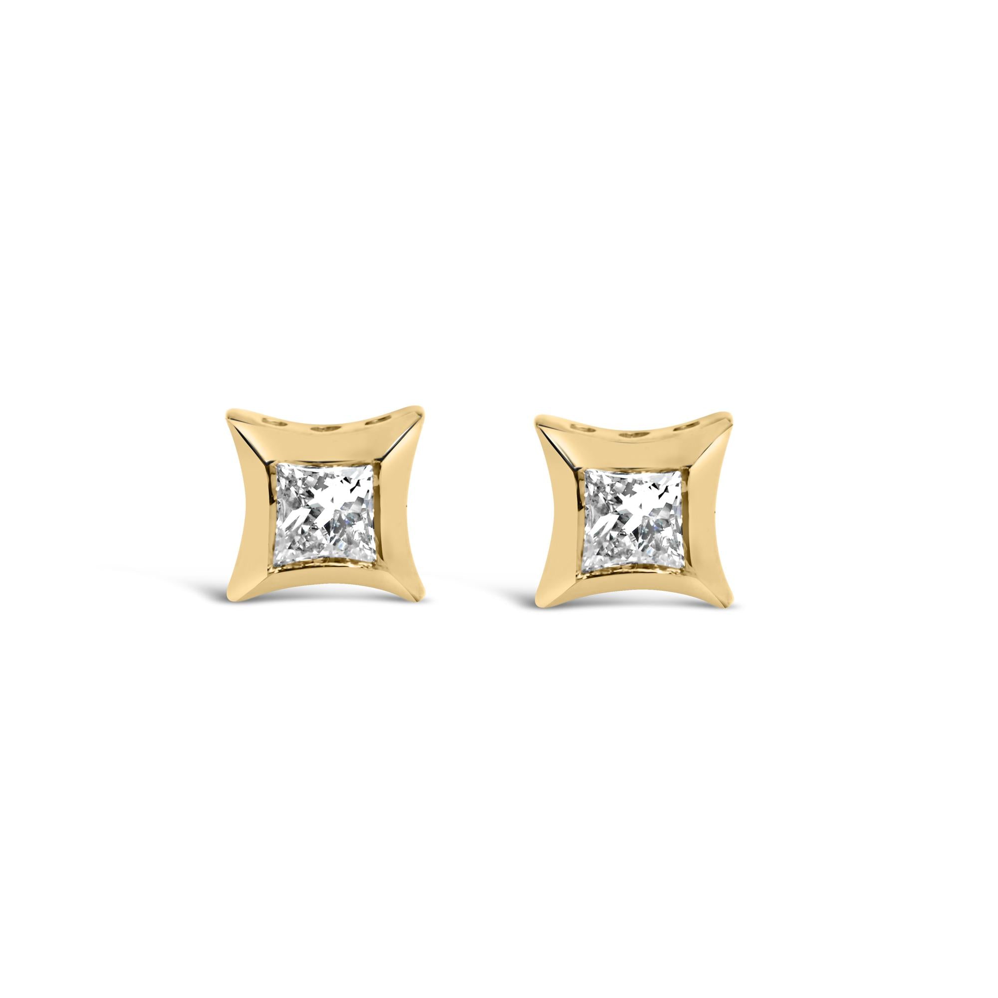 10K White Gold 1/5 Cttw Invisible Set Princess-Cut Diamond Stud Earrings (H-I Color, SI2-I1 Clarity) - Friggin Jewelry