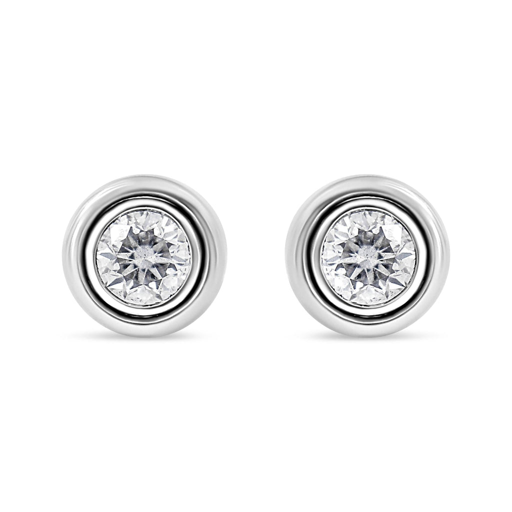 .925 Sterling  Silver 1/5 Cttw Lab-Grown Round Brilliant-Cut Diamond Modern Bezel-Set Stud Earring (F-G Color, VS2-SI1 Clarity) - Friggin Jewelry