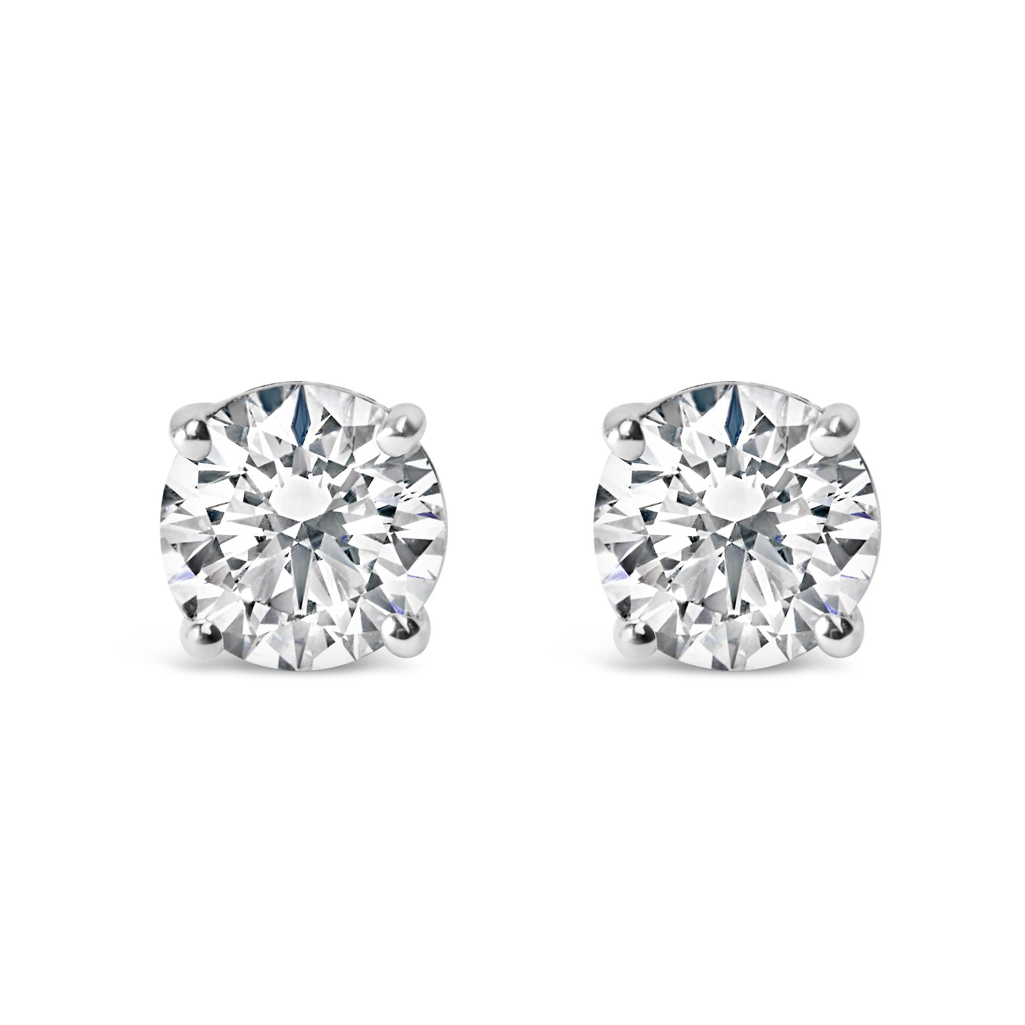 14K Gold 3.0 Cttw Lab Grown Diamond Solitaire Stud Earrings - Friggin Jewelry