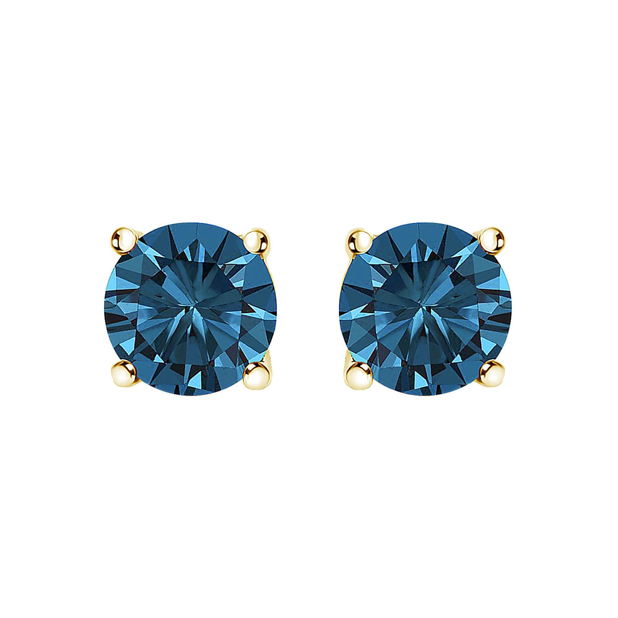 Aretes de oro de 14 quilates con diamantes azules cultivados en laboratorio y cierre de rosca - Friggin Jewelry