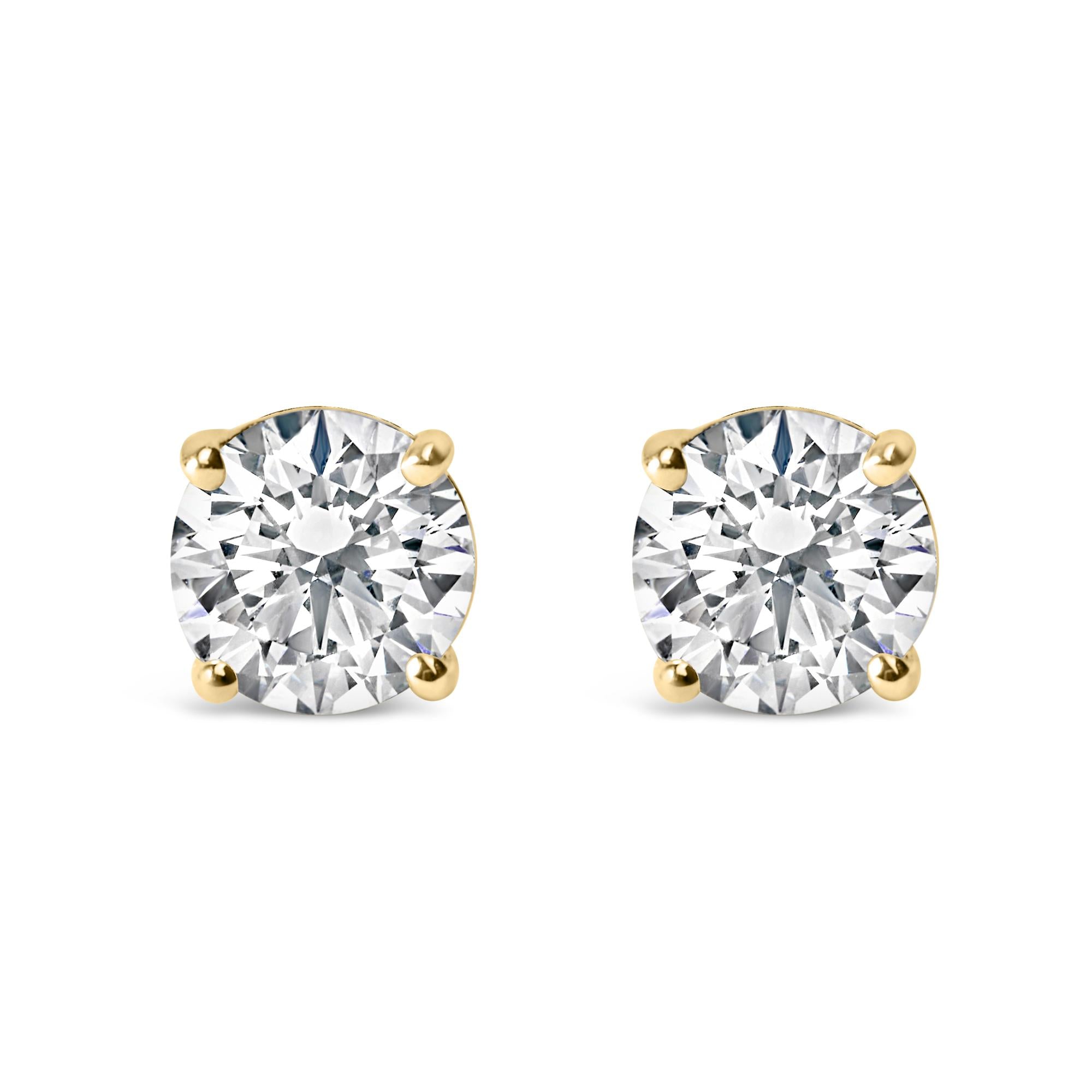 14K Gold 3.0 Cttw Lab Grown Diamond Solitaire Stud Earrings - Friggin Jewelry