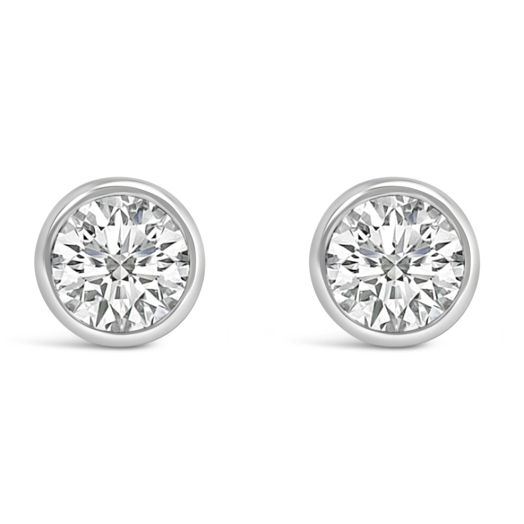 14K Gold Lab Grown Diamond Screw-Back Classic Bezel Solitaire Stud Earrings (G-H Color, VS2-SI1 Clarity) - Friggin Jewelry