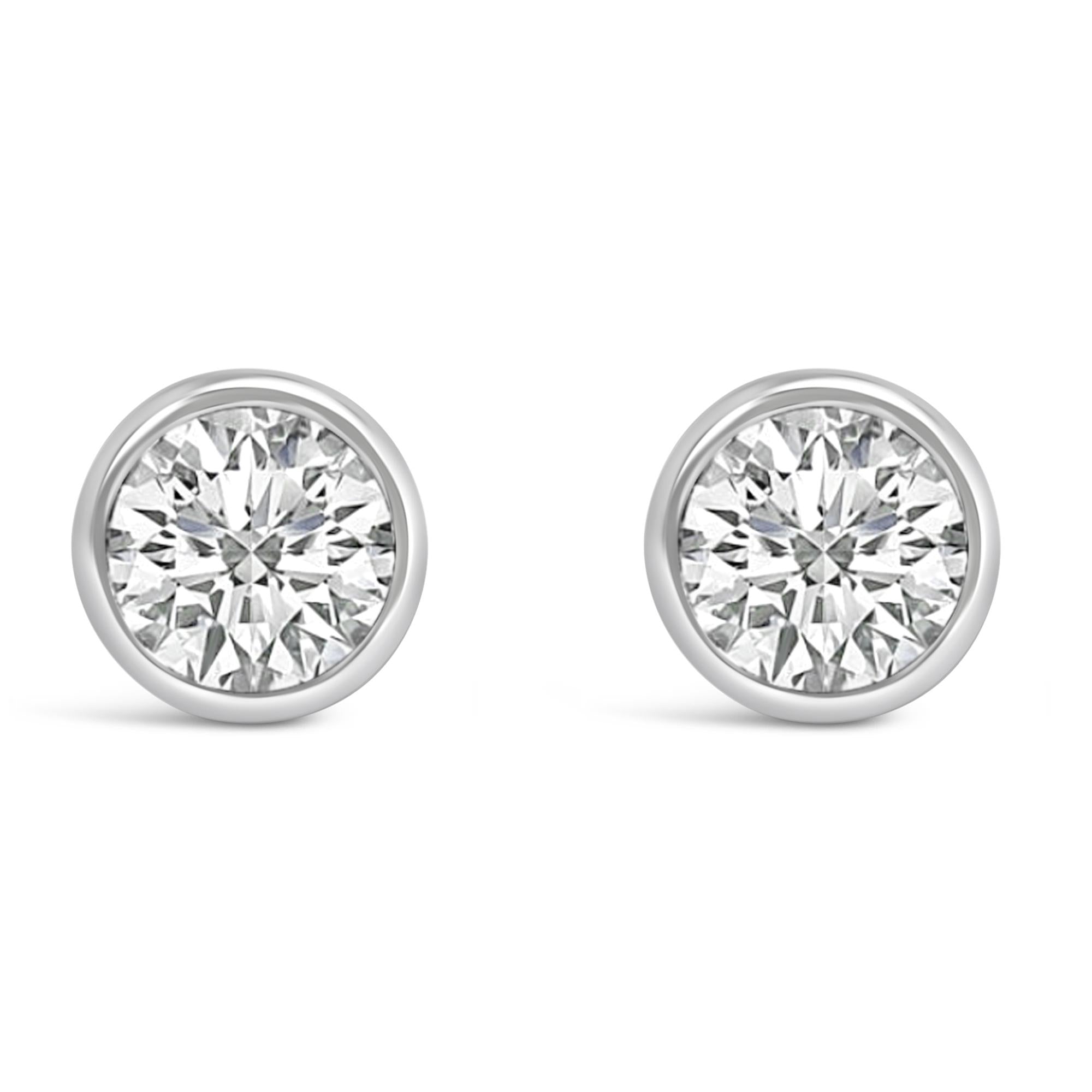 14K Gold Lab Grown Diamond Screw-Back Classic Bezel Solitaire Stud Earrings (G-H Color, VS2-SI1 Clarity) - Friggin Jewelry