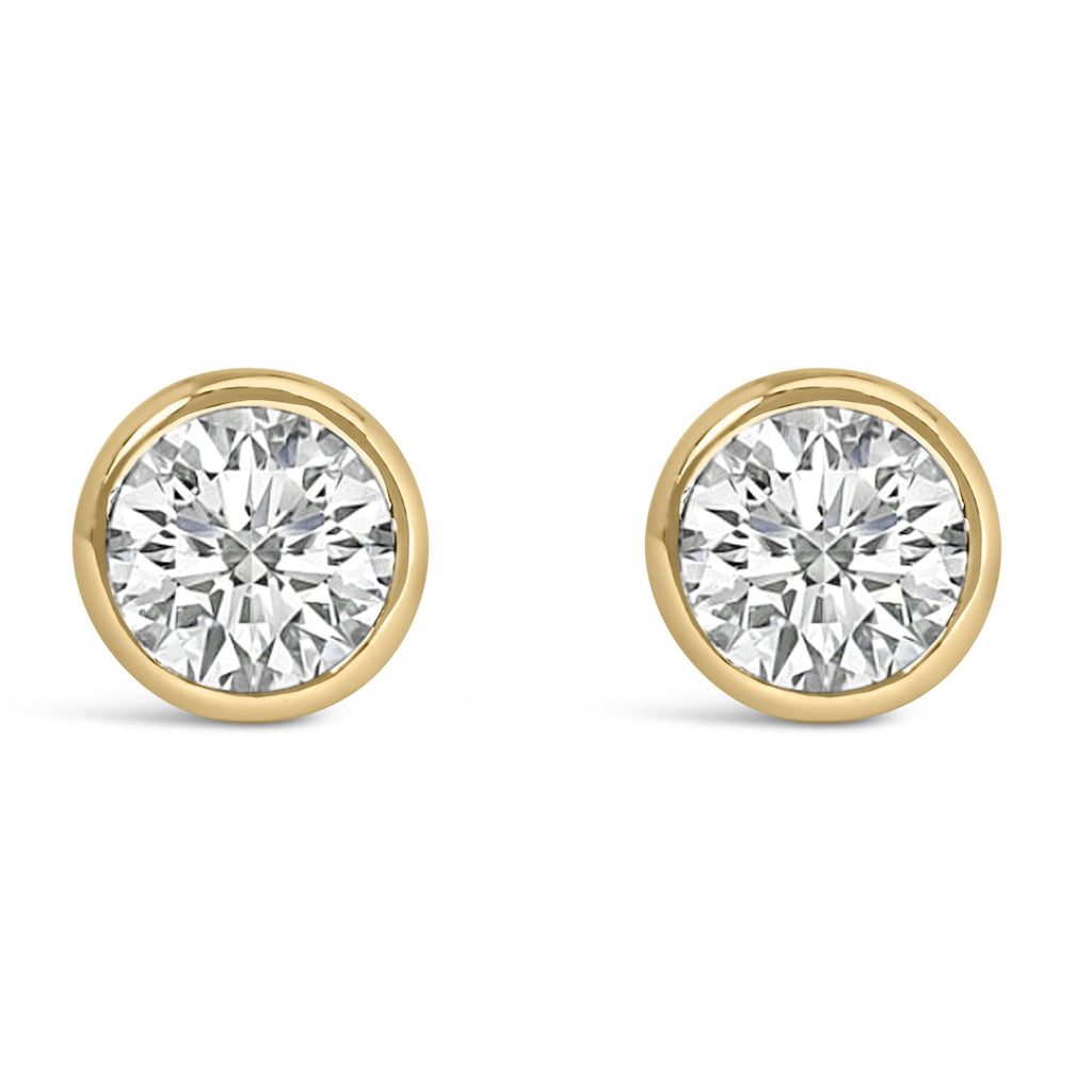 14K Gold Lab Grown Diamond Screw-Back Classic Bezel Solitaire Stud Earrings (G-H Color, VS2-SI1 Clarity) - Friggin Jewelry