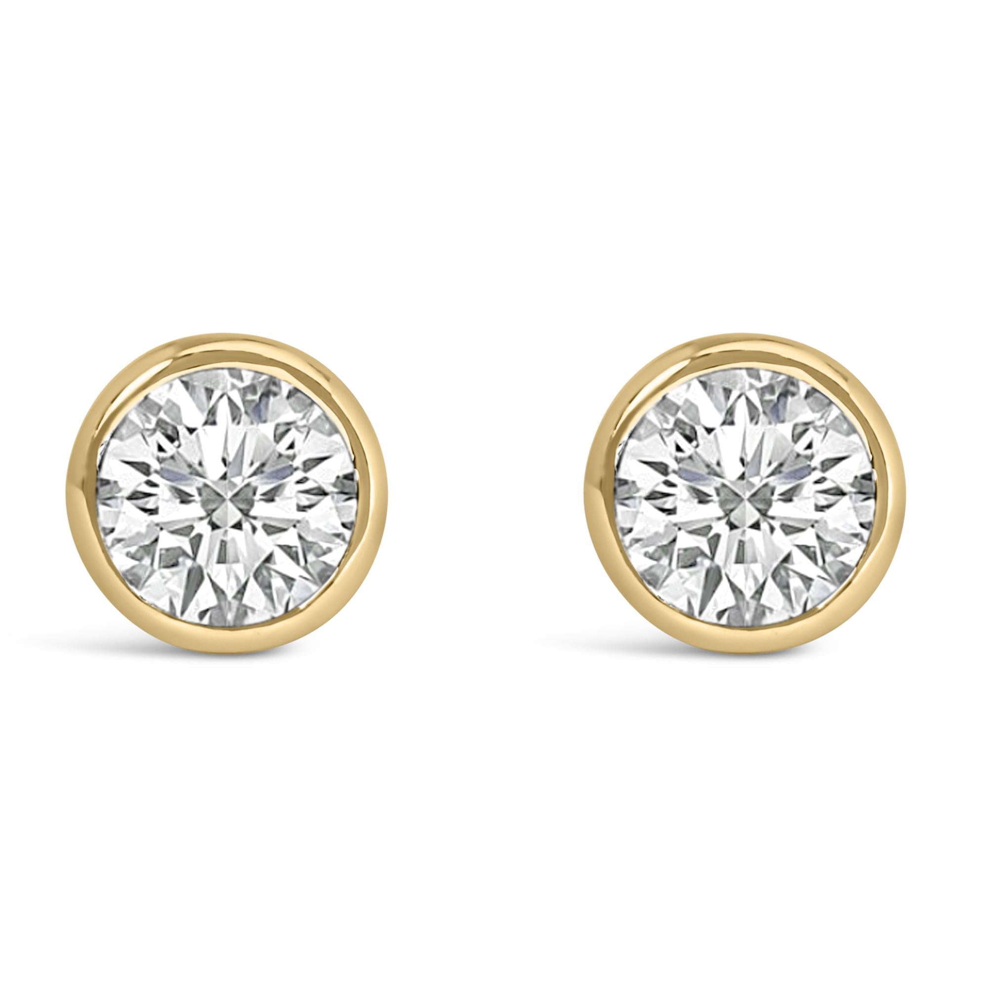 14K Gold Lab Grown Diamond Screw-Back Classic Bezel Solitaire Stud Earrings (G-H Color, VS2-SI1 Clarity) - Friggin Jewelry