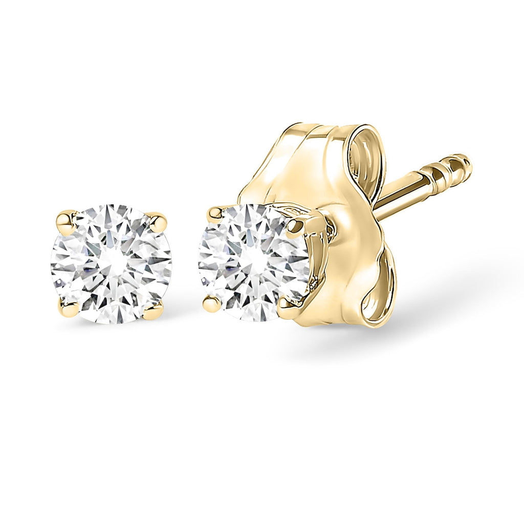 Aretes solitarios de diamantes redondos cultivados en laboratorio de 1/2 quilates en oro de 14 quilates - Friggin Jewelry