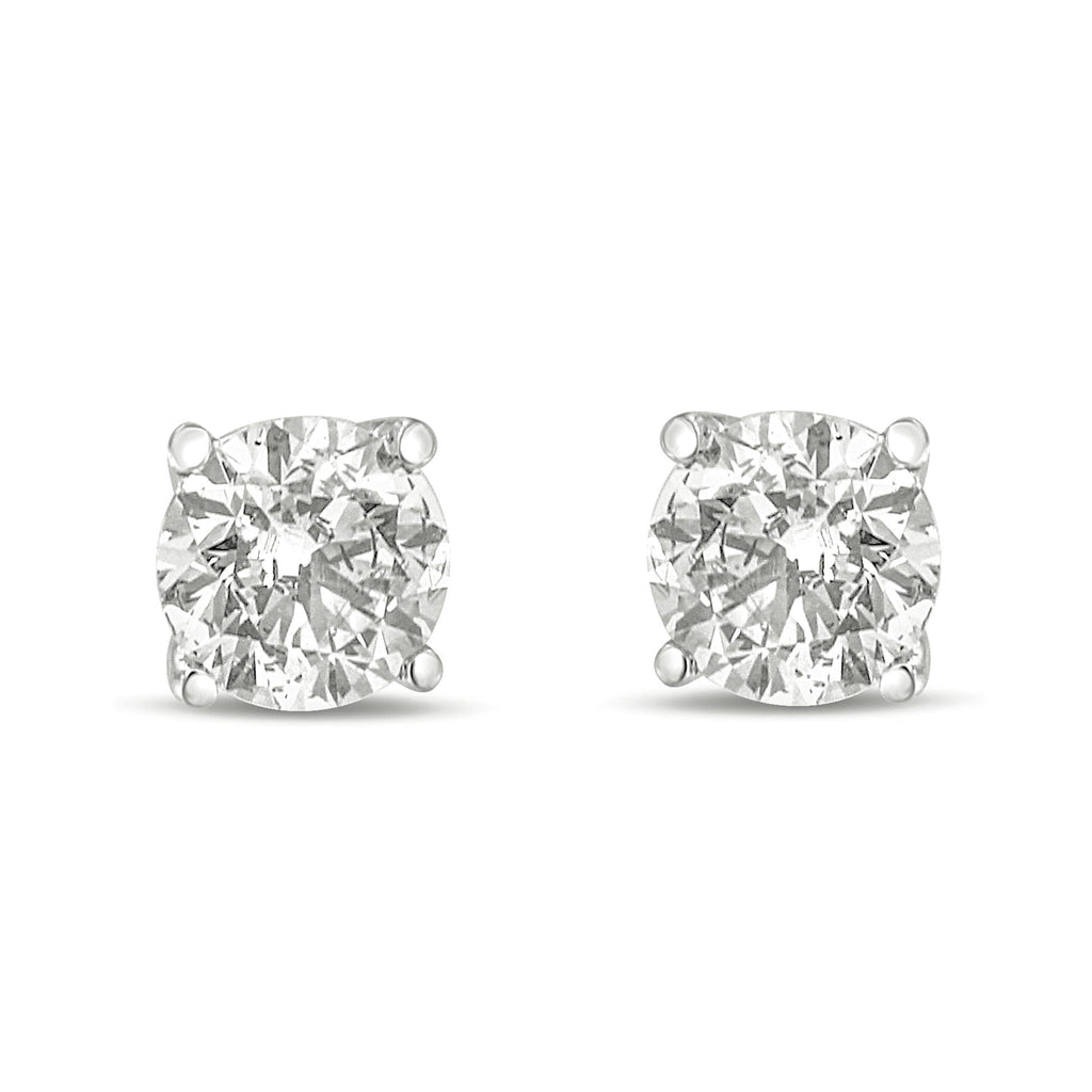 14K Gold 1.0 Carat Round Brilliant Cut Lab Grown Diamond 4-Prong Classic Solitaire Stud Earrings - Friggin Jewelry