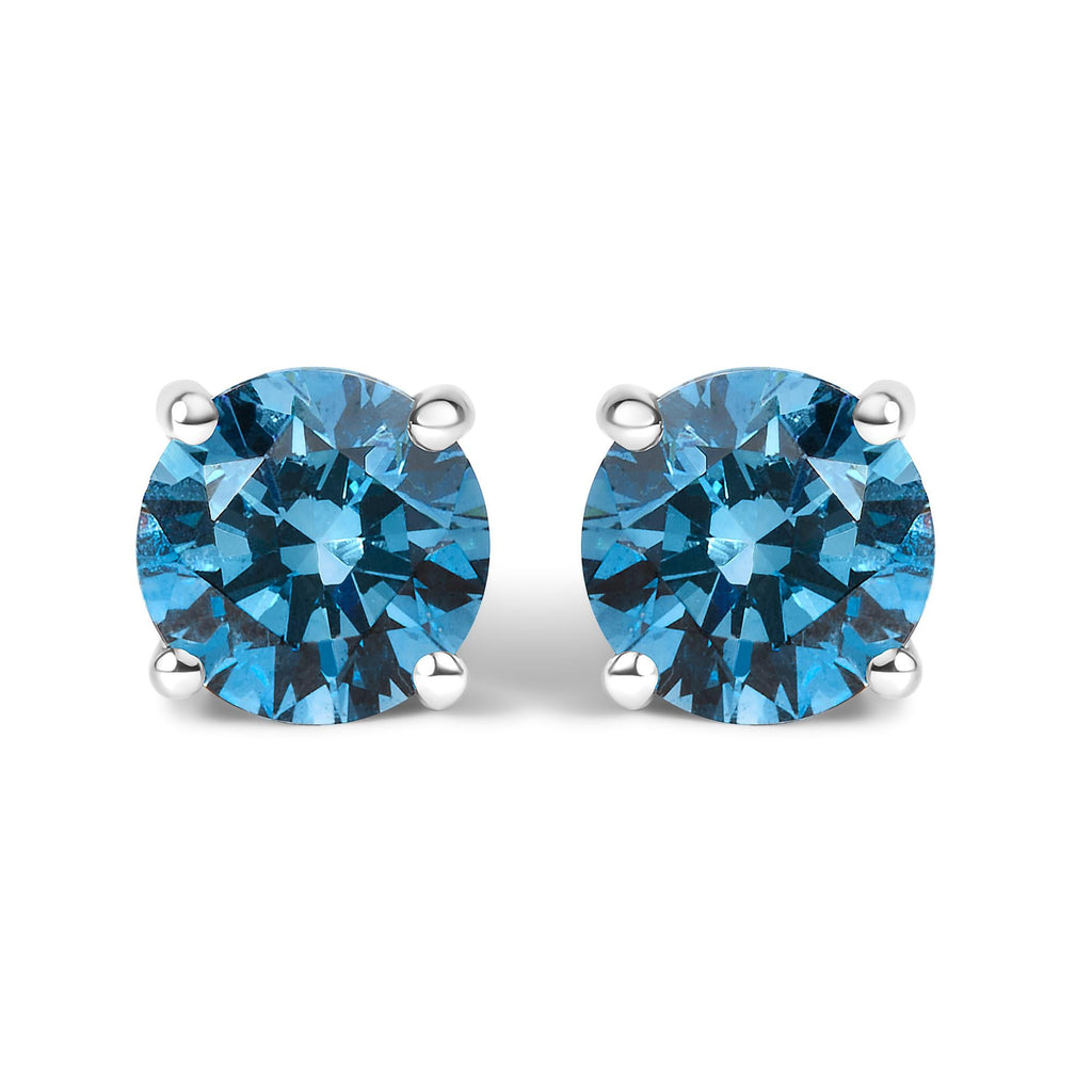 Aretes de oro de 14 quilates con diamantes azules cultivados en laboratorio y cierre de rosca - Friggin Jewelry