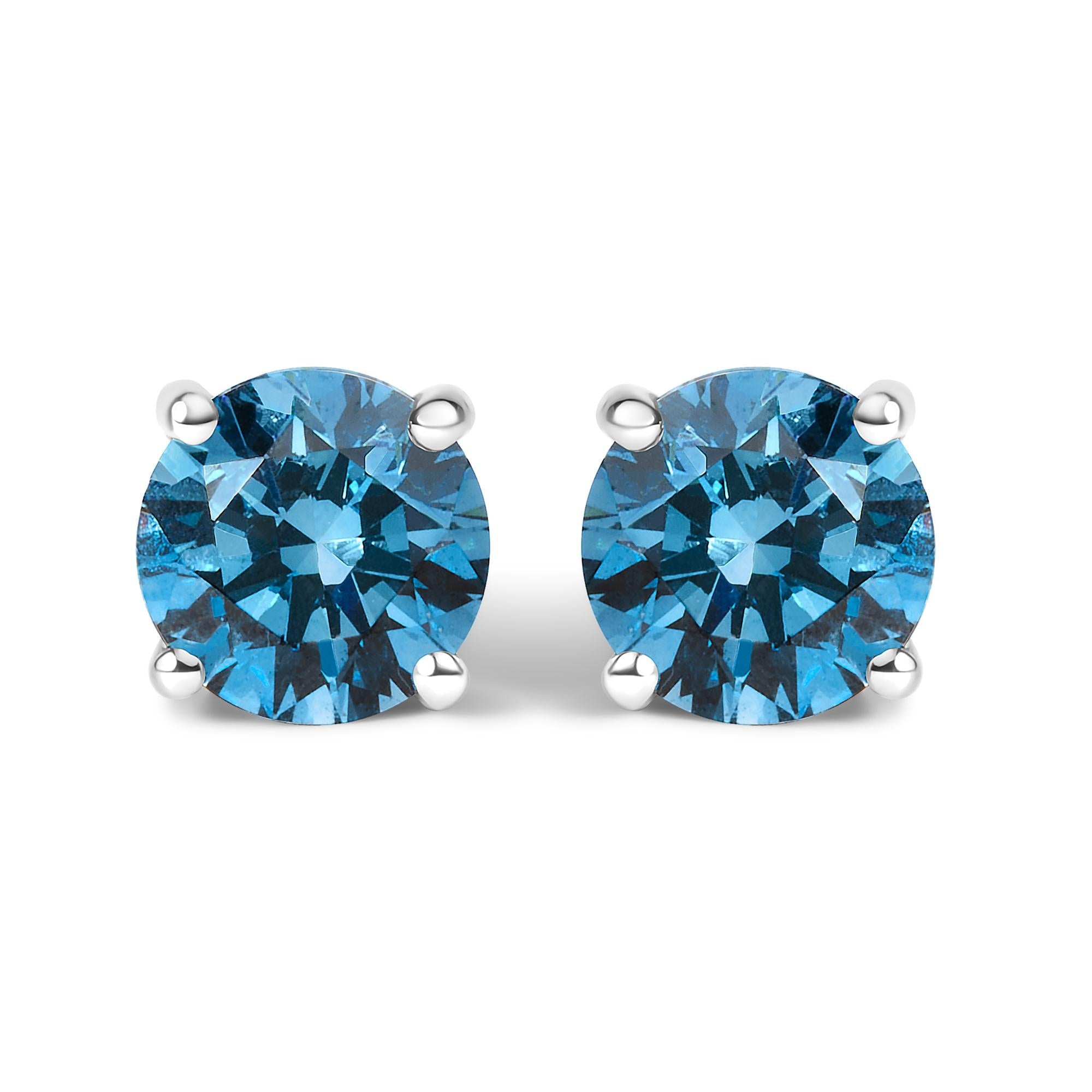 Aretes de oro de 14 quilates con diamantes azules cultivados en laboratorio y cierre de rosca - Friggin Jewelry