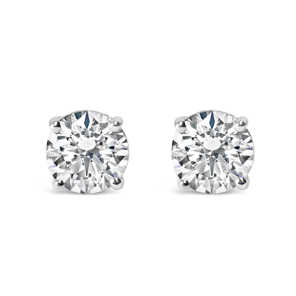 14K Gold 1.0 Carat Round Brilliant Cut Lab Grown Diamond 4-Prong Classic Solitaire Stud Earrings - Friggin Jewelry