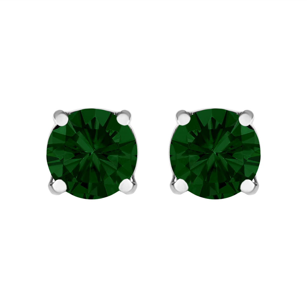 14K Gold Lab Grown Green Diamond Classic Solitaire Stud Earrings - Friggin Jewelry
