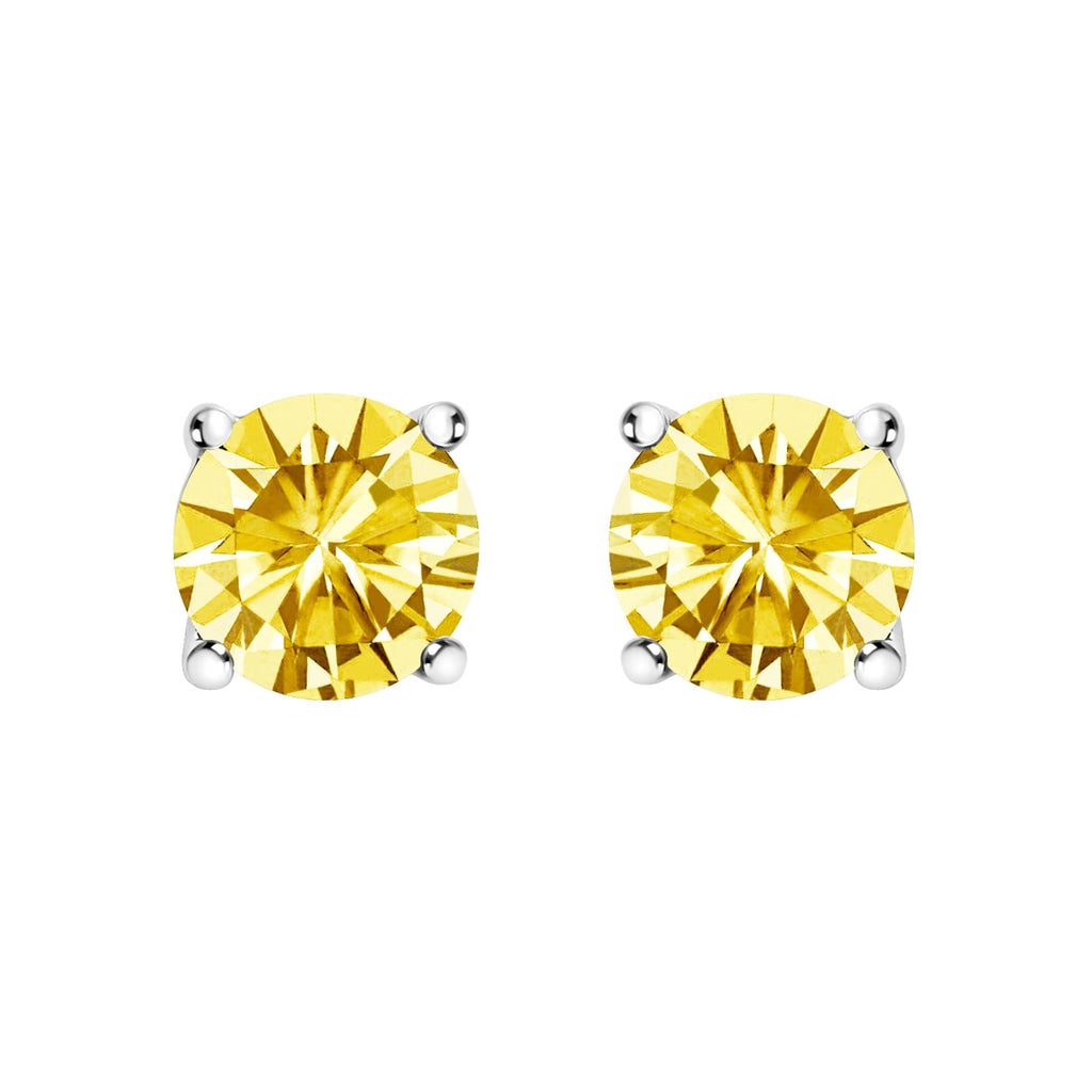 Aretes solitarios de diamantes amarillos cultivados en laboratorio en oro de 14 quilates - Friggin Jewelry
