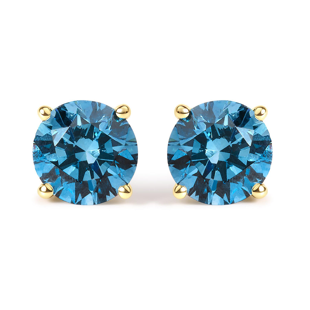 Aretes de oro de 14 quilates con diamantes azules cultivados en laboratorio y cierre de rosca - Friggin Jewelry