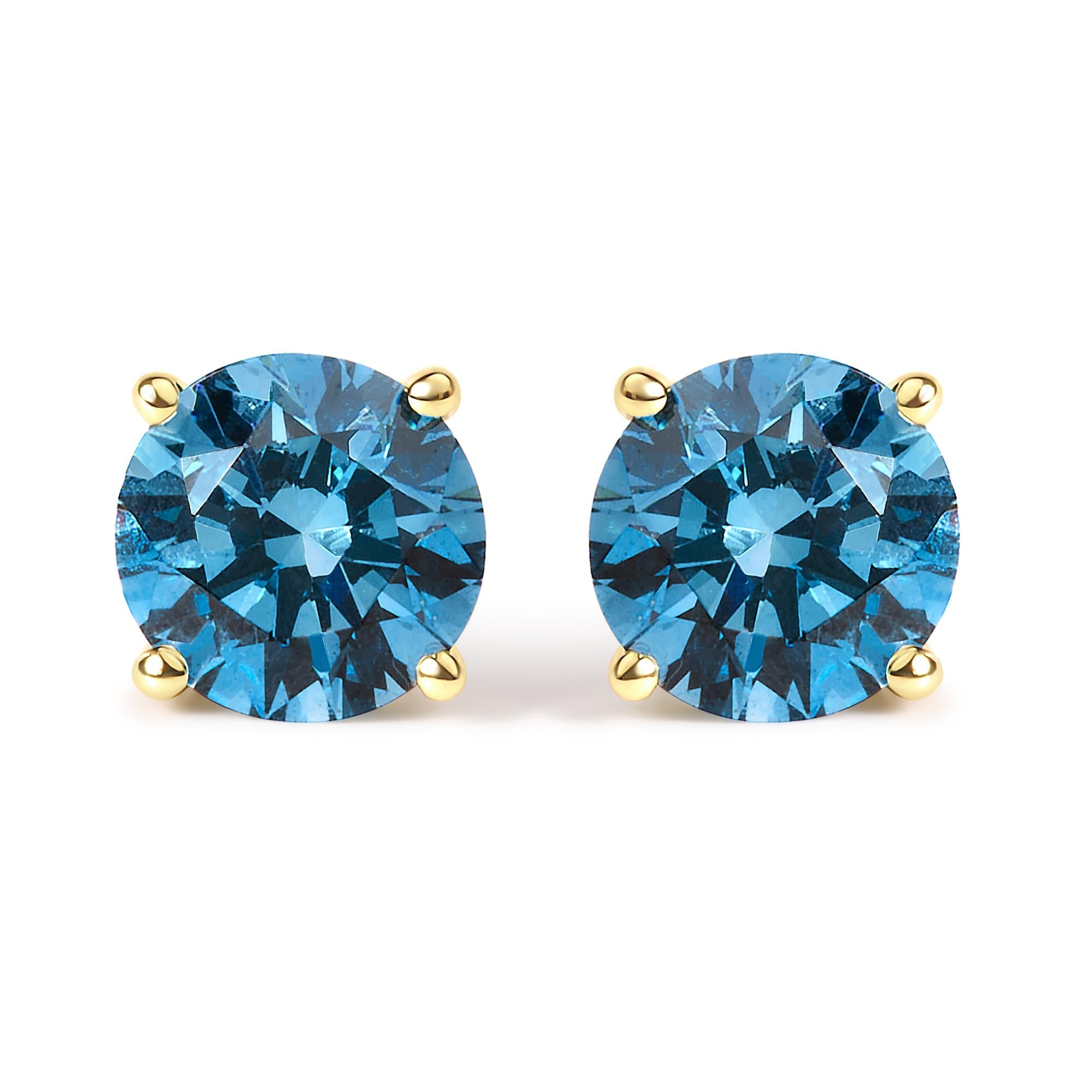 Aretes de oro de 14 quilates con diamantes azules cultivados en laboratorio y cierre de rosca - Friggin Jewelry