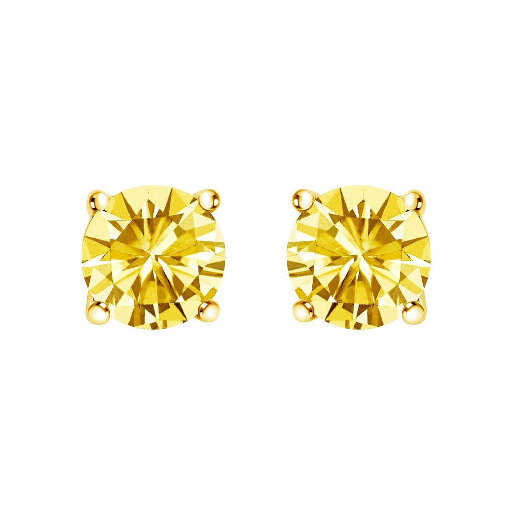Aretes solitarios de diamantes amarillos cultivados en laboratorio en oro de 14 quilates - Friggin Jewelry