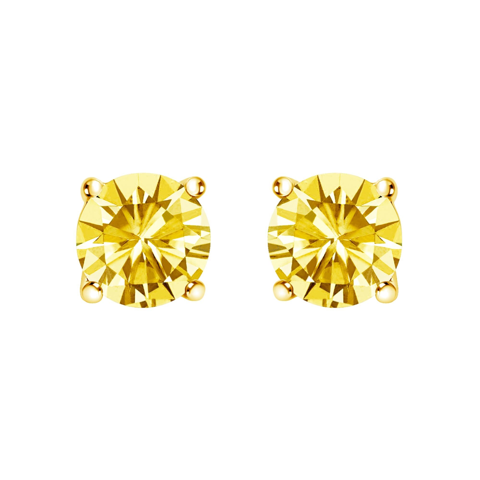 Aretes solitarios de diamantes amarillos cultivados en laboratorio en oro de 14 quilates - Friggin Jewelry