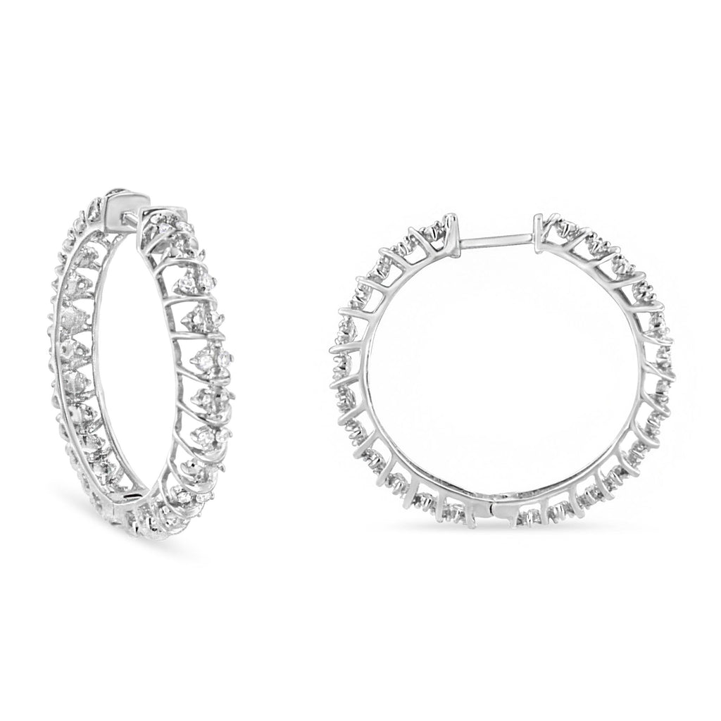 Orecchini a cerchio in argento sterling 925 con diamanti da 1/2 carati (colore IJ, purezza I2-I3) - Friggin Jewelry