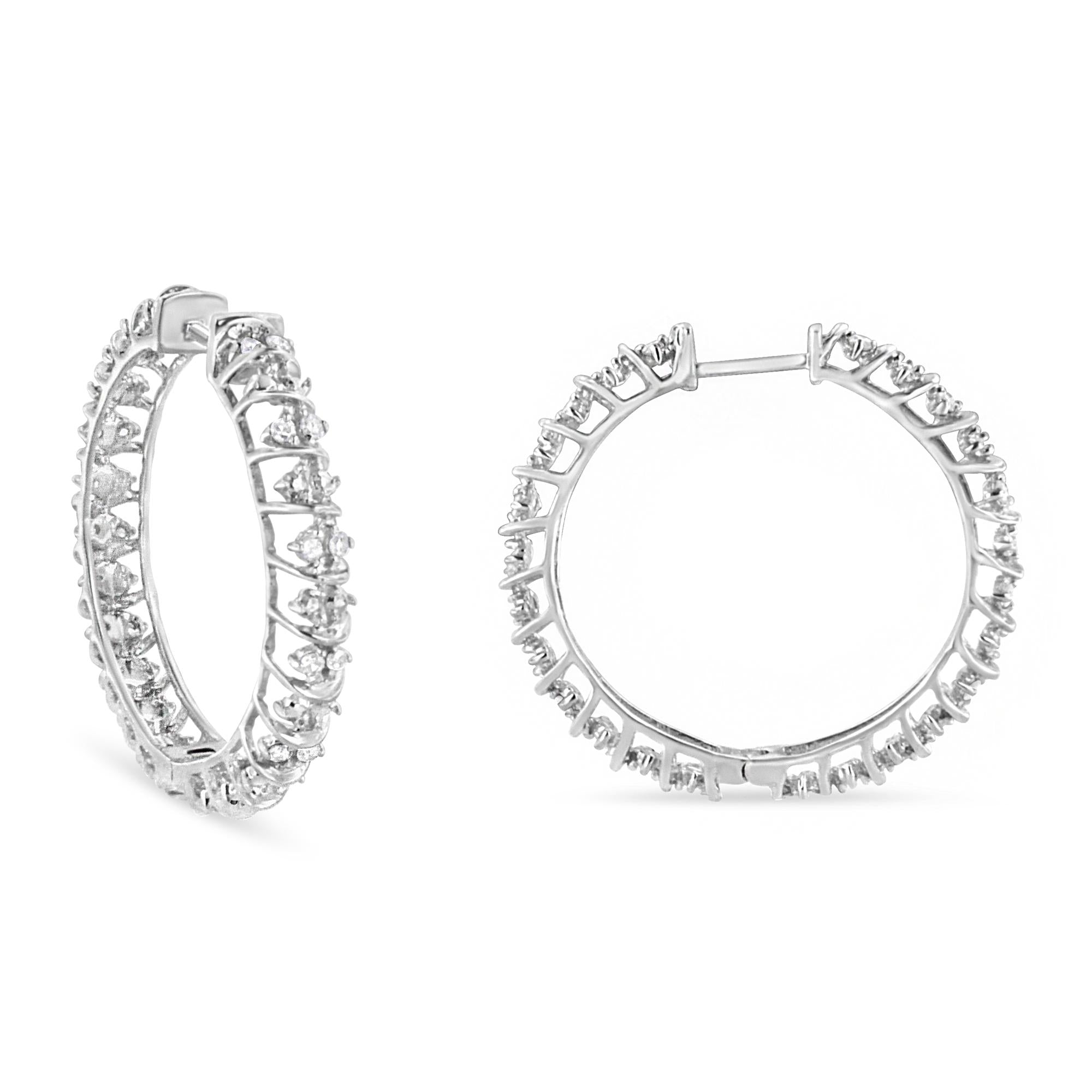 Orecchini a cerchio in argento sterling 925 con diamanti da 1/2 carati (colore IJ, purezza I2-I3) - Friggin Jewelry