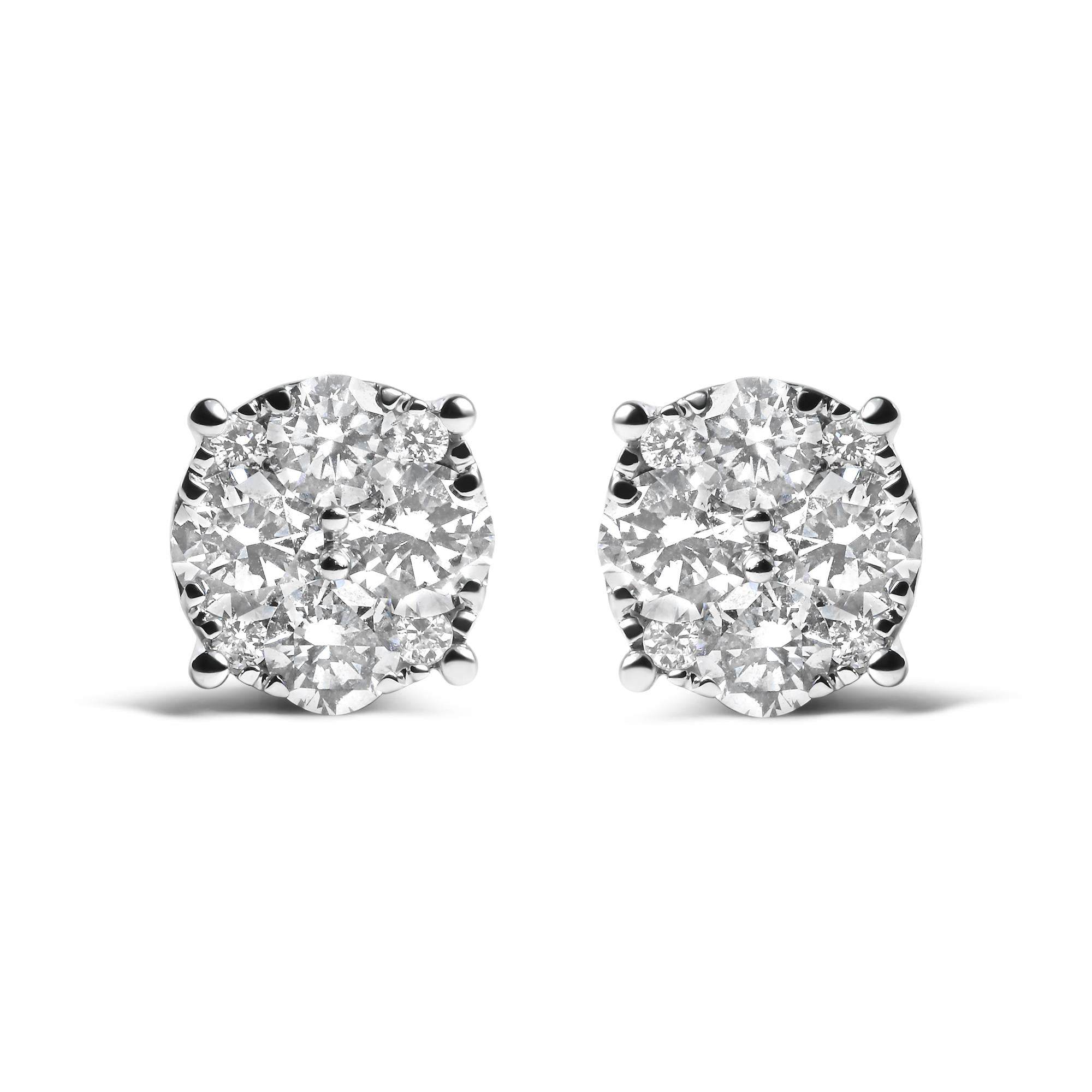 Aretes de oro blanco de 14 quilates con diamantes cultivados en laboratorio de 2,00 quilates (color GH, claridad VS1-VS2) - Friggin Jewelry