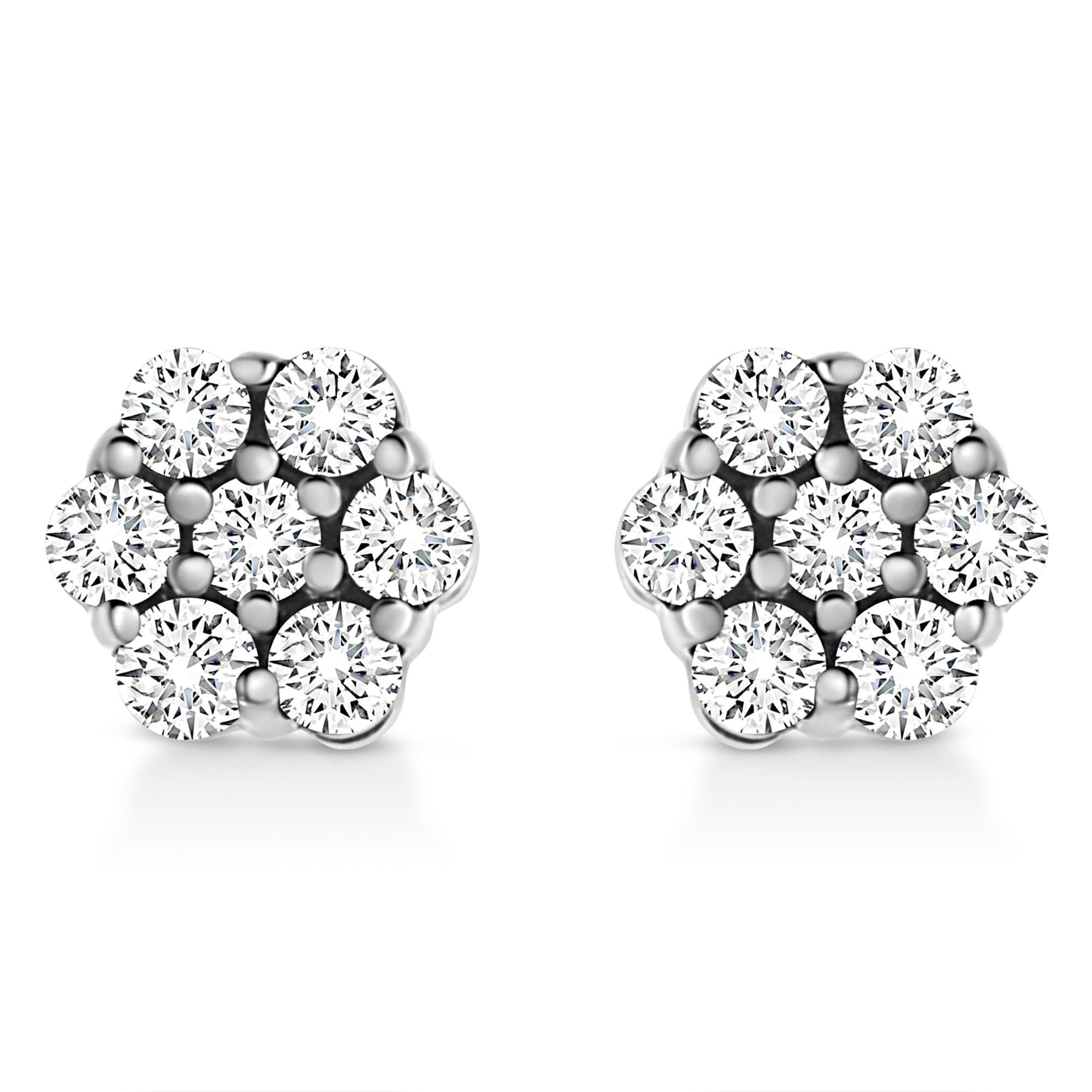 Aretes de plata de ley 925 con diamantes de talla brillante redondos cultivados en laboratorio (color GH, claridad VS2-SI1) - Friggin Jewelry