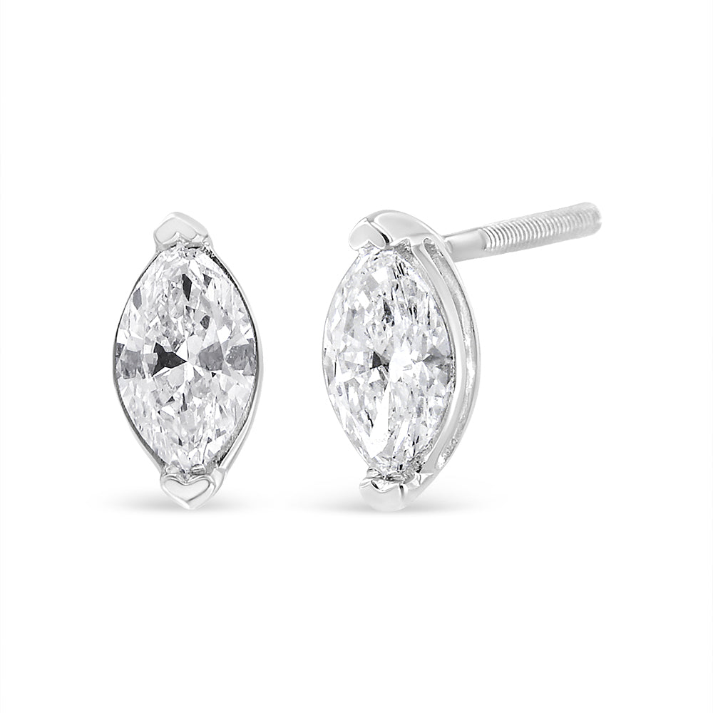 Aretes solitarios de diamantes cultivados en laboratorio de 4/5 quilates en oro blanco de 14 quilates - Friggin Jewelry