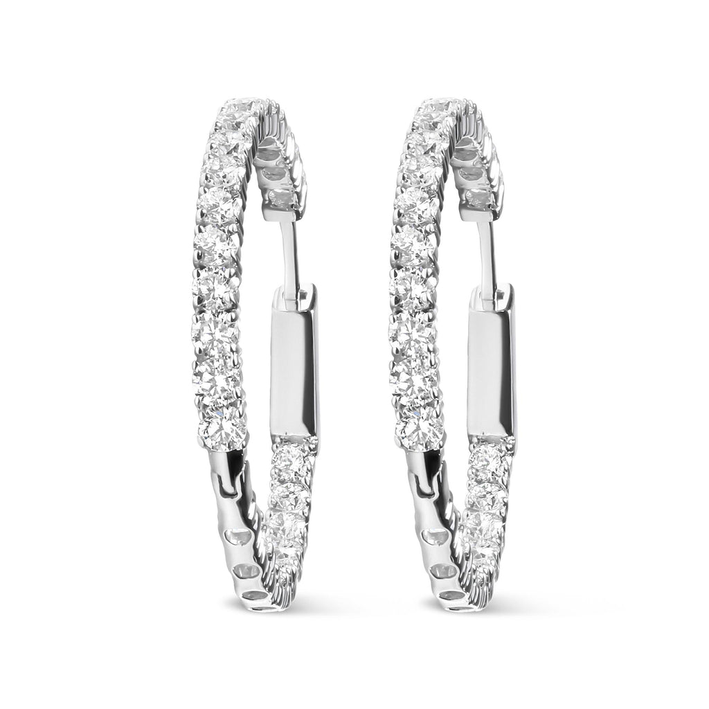 Orecchini a cerchio in oro bianco 14 carati con diamanti coltivati ​​in laboratorio da 3,00 ct (colore FG, purezza VS1-VS2) - Friggin Jewelry