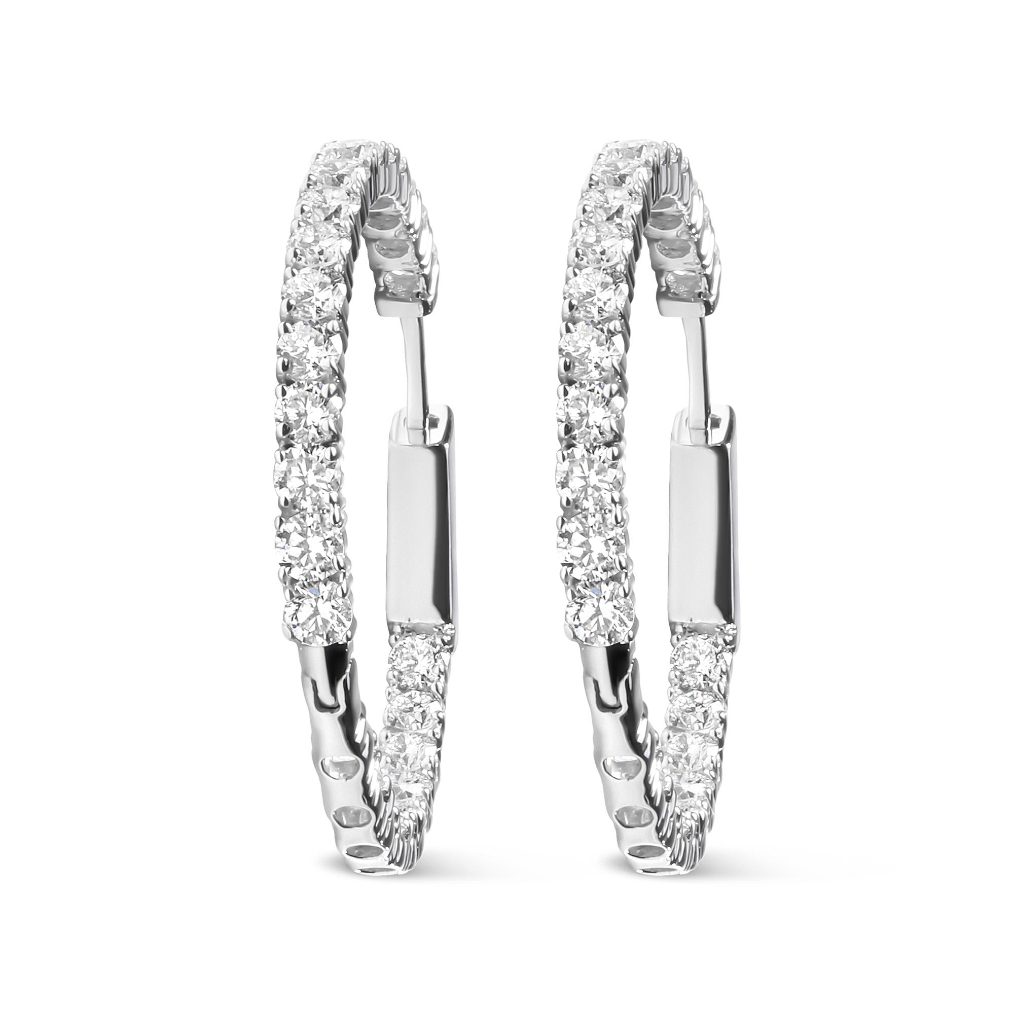 Orecchini a cerchio in oro bianco 14 carati con diamanti coltivati ​​in laboratorio da 3,00 ct (colore FG, purezza VS1-VS2) - Friggin Jewelry