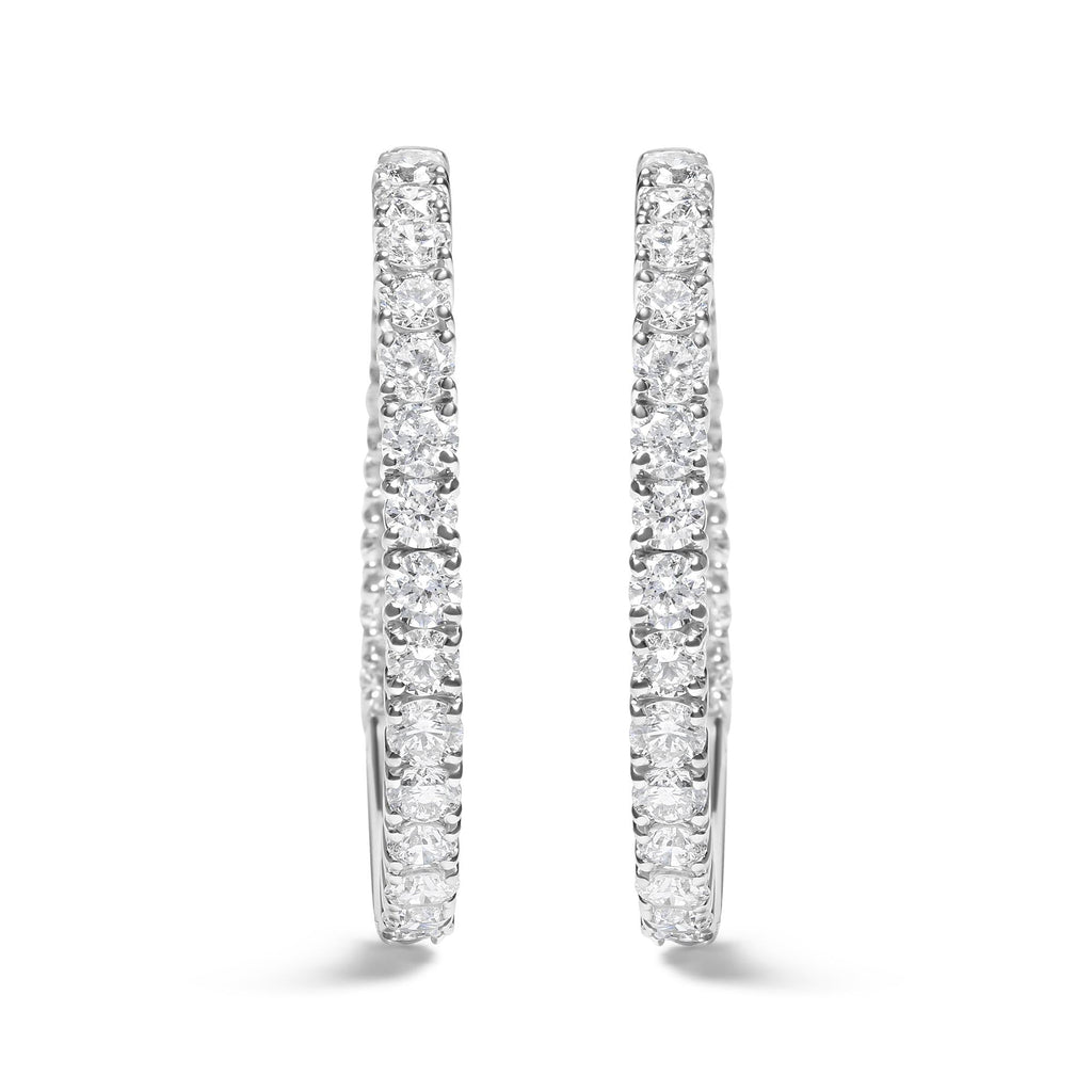 14K White Gold 5.00 Cttw Lab Grown Diamond Inside Out Hoop Earrings (F-G Color, VS1-VS2 Clarity) - Friggin Jewelry