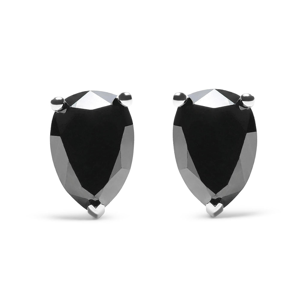 Aretes de oro blanco de 14 quilates con diamantes negros de talla pera de 2,00 quilates - Friggin Jewelry