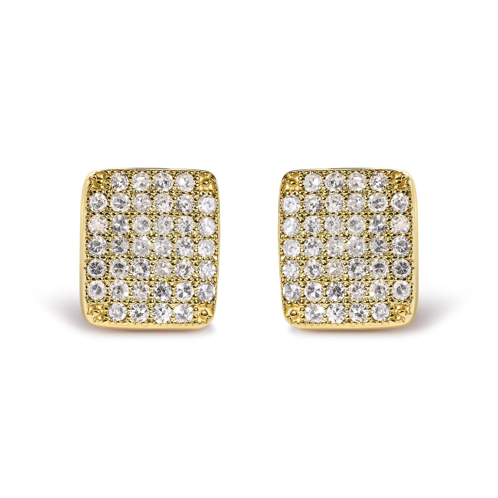 Aretes de oro amarillo de 14 quilates con diamantes de 1/2 quilates en forma de racimo compuesto (color IJ, claridad I1-I2) - Friggin Jewelry