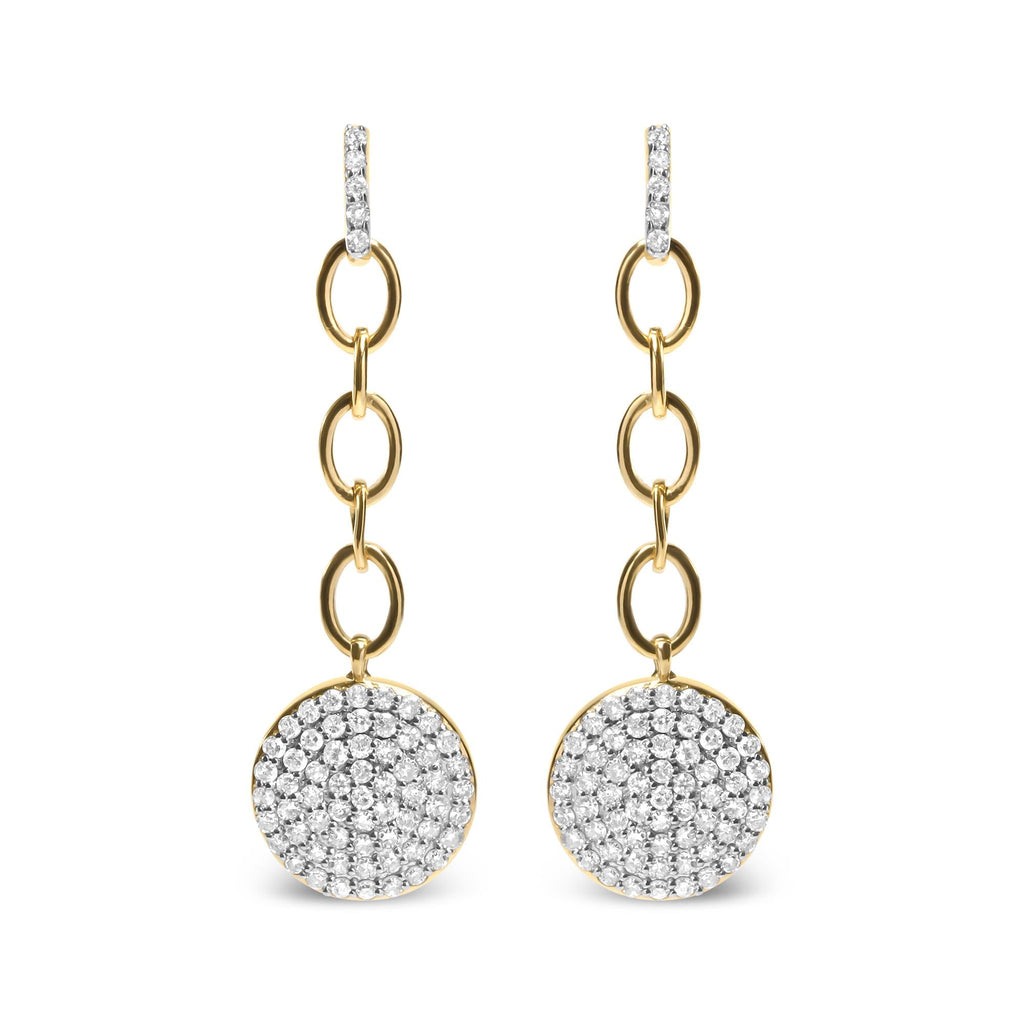 18K Yellow Gold Plated .925 Sterling Silver 1.0 Cttw Diamond Composite Cluster Dangle Chain Earrings (I-J Color, I1-I2 Clarity) - Friggin Jewelry