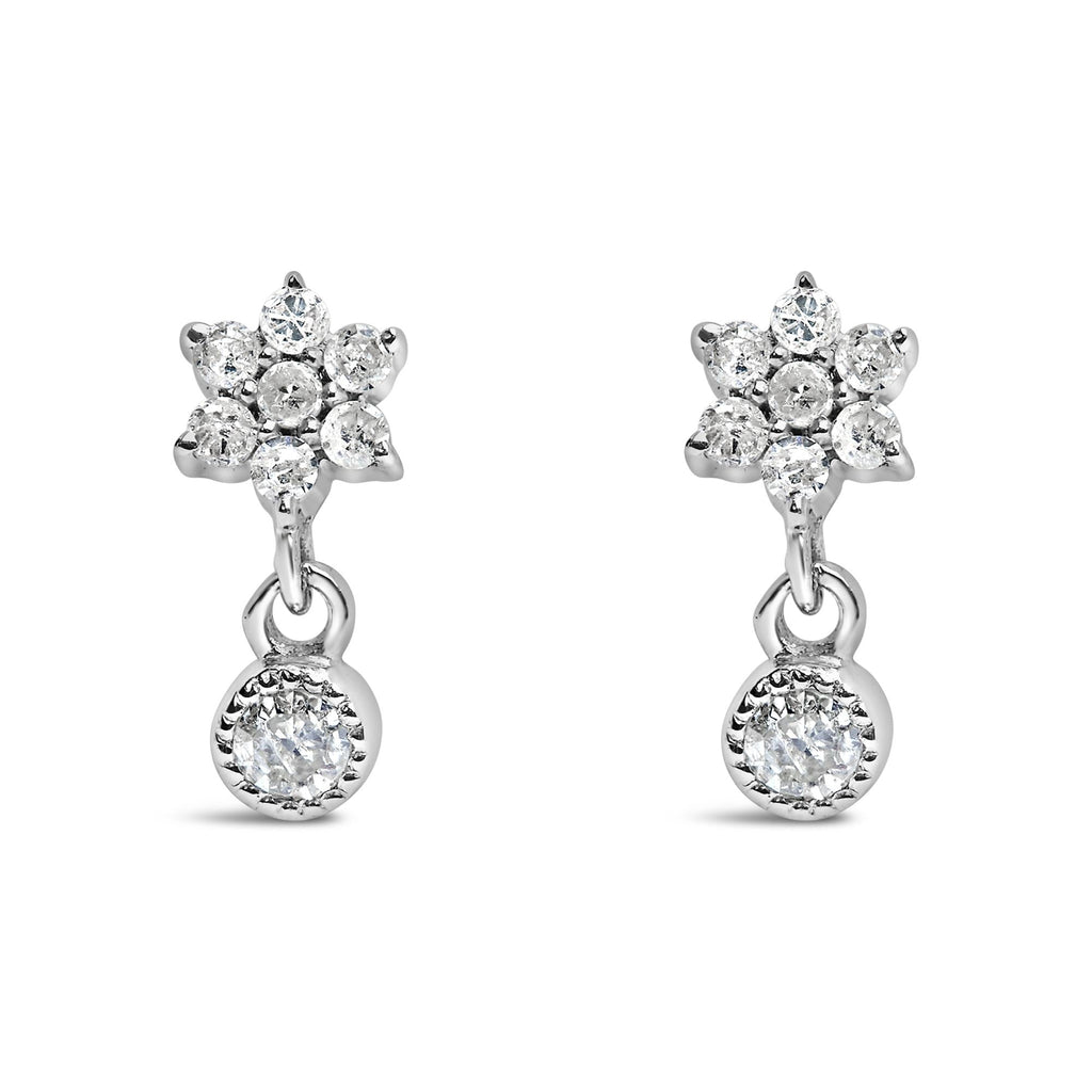 Orecchini pendenti a forma di stella con diamanti da 1/10 ct in argento sterling .925 (colore IJ, purezza I2-I3) - Friggin Jewelry