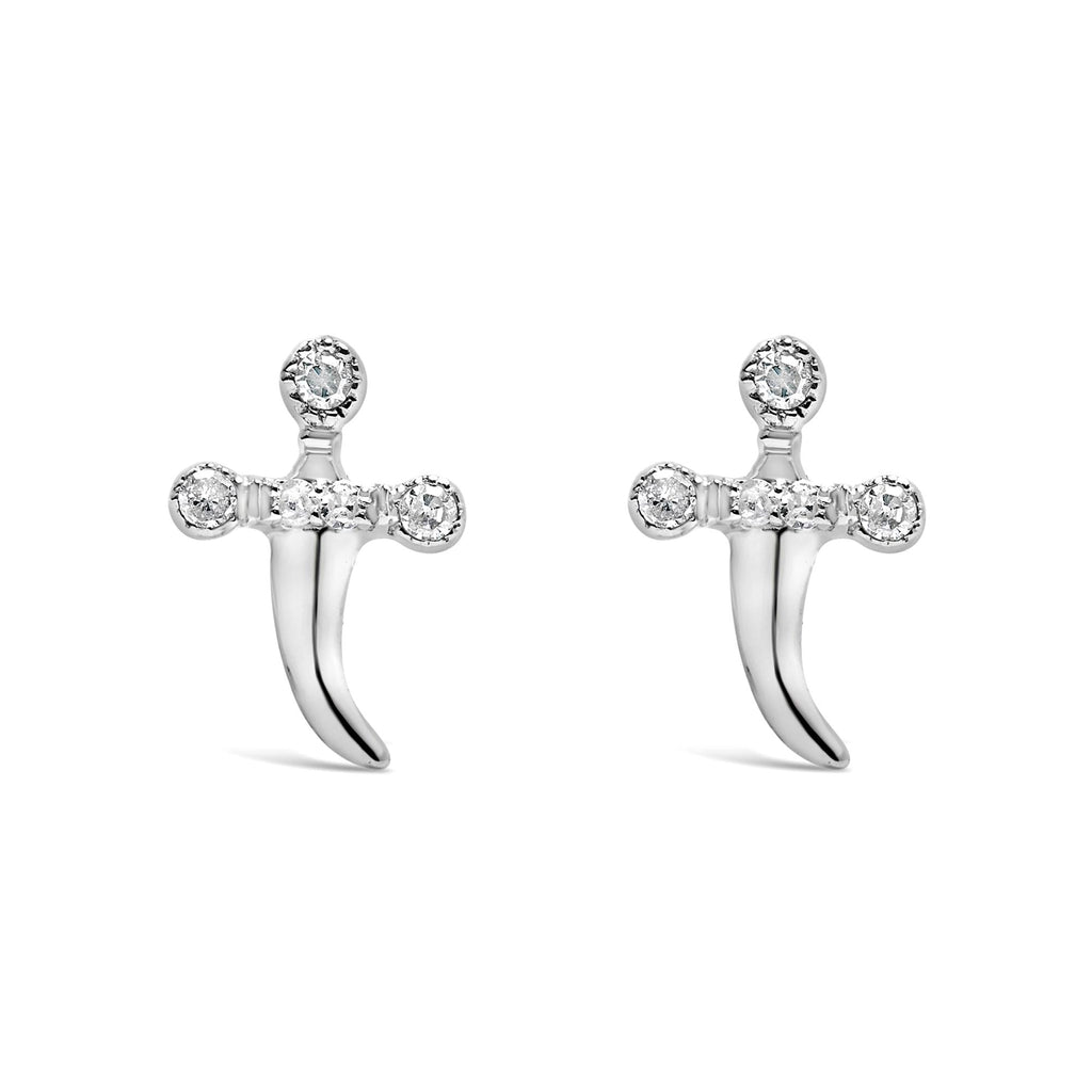 Pendientes de plata de ley 925 con detalle de diamante (color HI, claridad I2-I3) - Friggin Jewelry