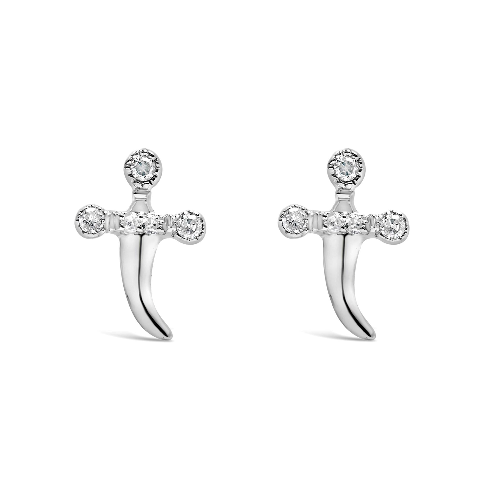Pendientes de plata de ley 925 con detalle de diamante (color HI, claridad I2-I3) - Friggin Jewelry